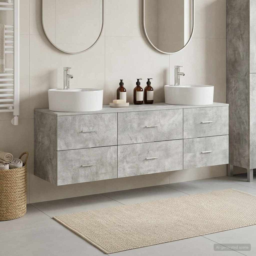 Ensemble d'armoire de salle de bain 3 pc Gris béton
