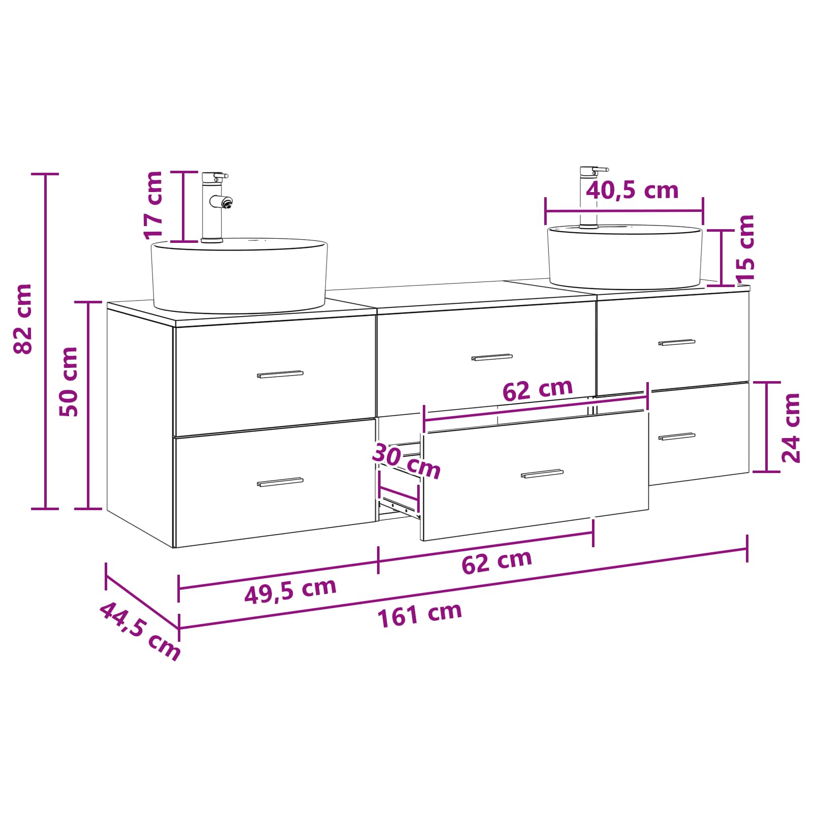 Ensemble d'armoire de salle de bain 3 pc Sonoma gris