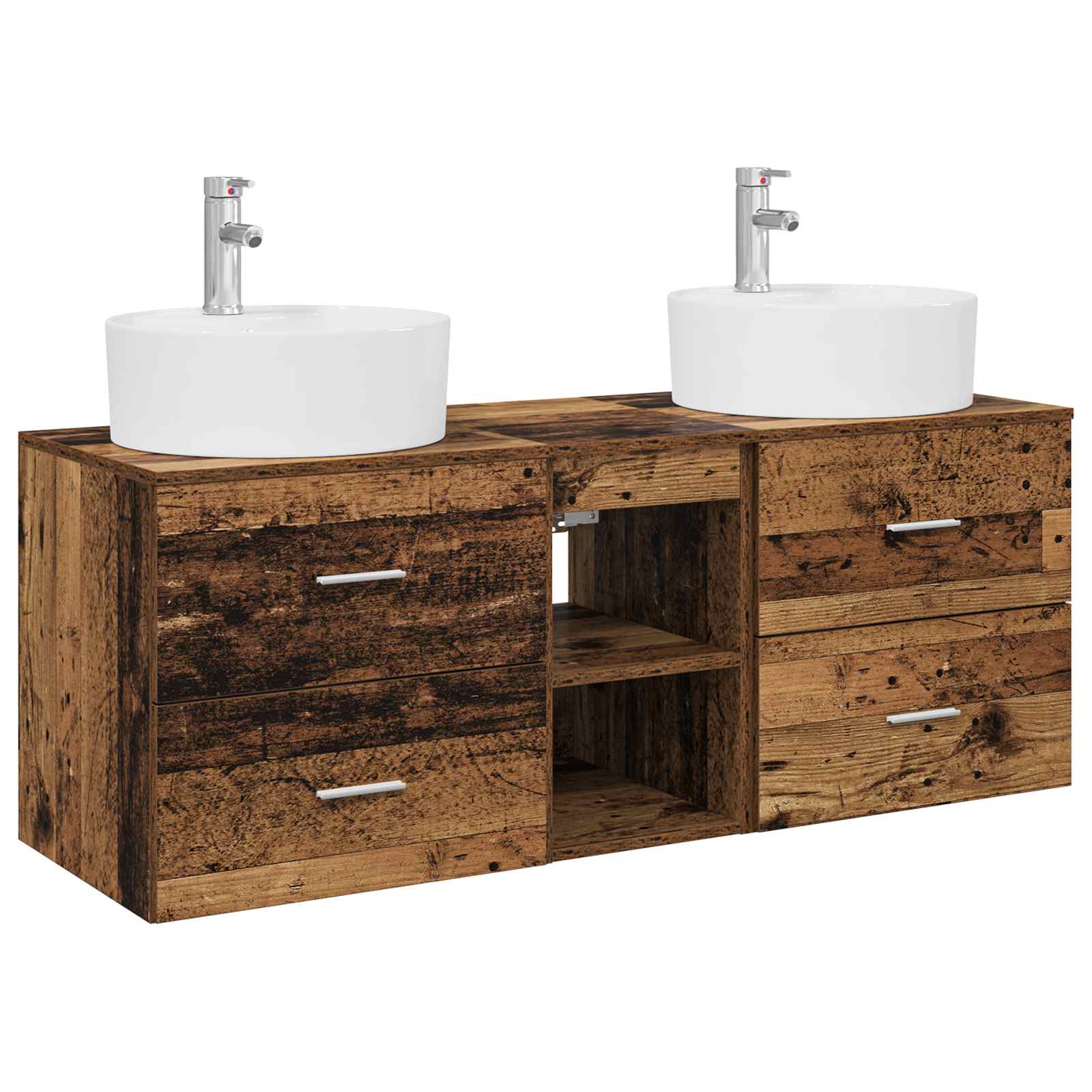 Ensemble d'armoire de salle de bain 3 pc Bois ancien