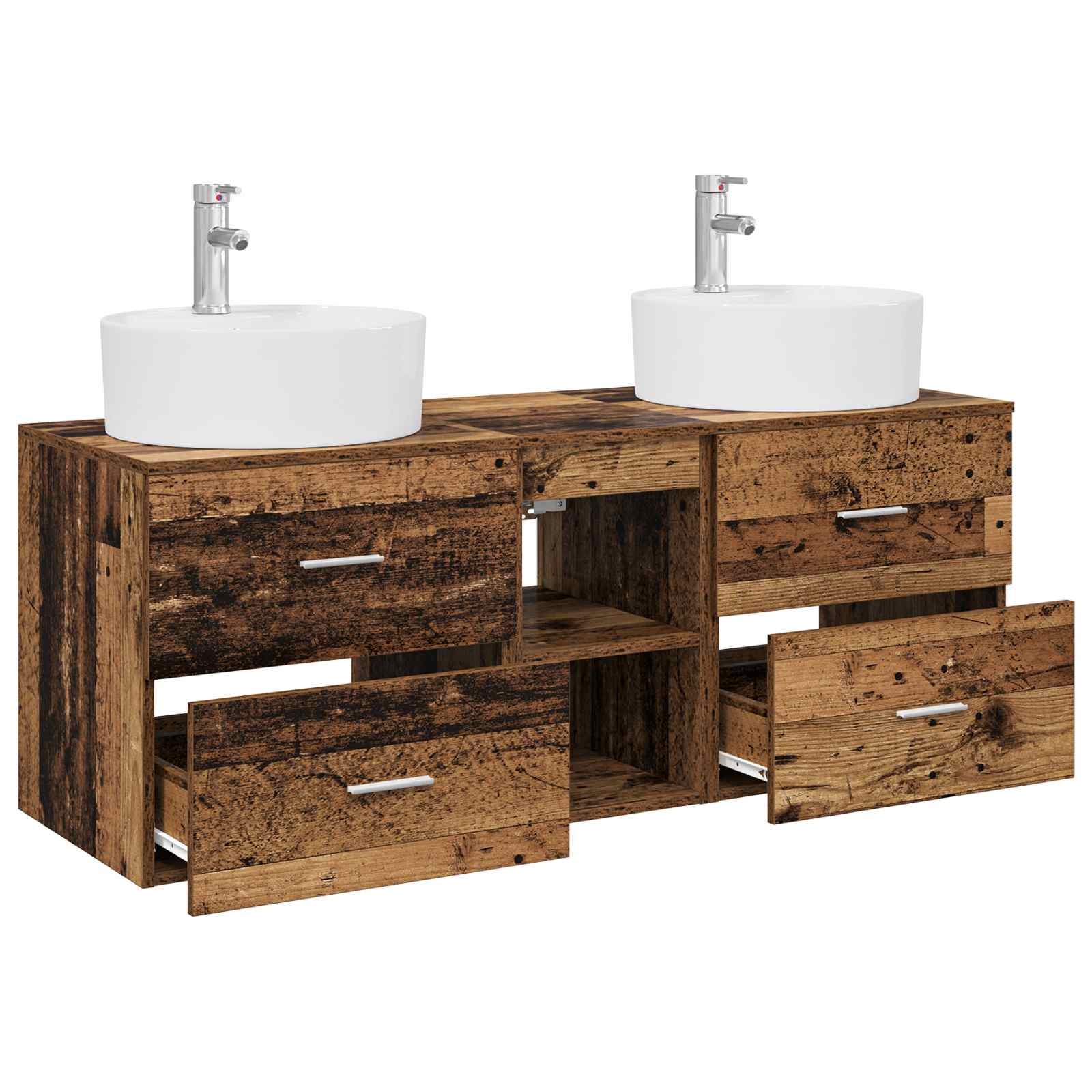 Ensemble d'armoire de salle de bain 3 pc Bois ancien