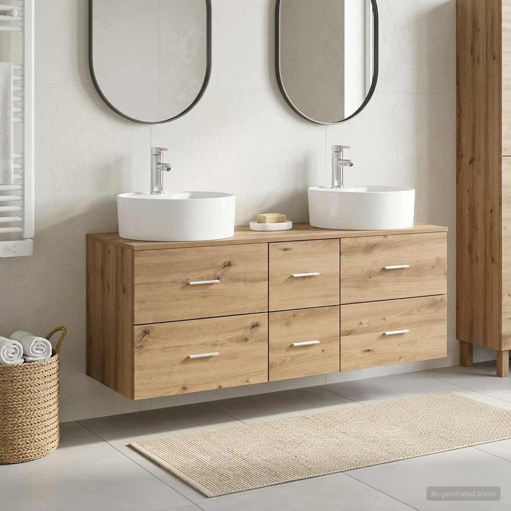 Ensemble de mobilier de salle de bain 3 pc Chêne artisanal