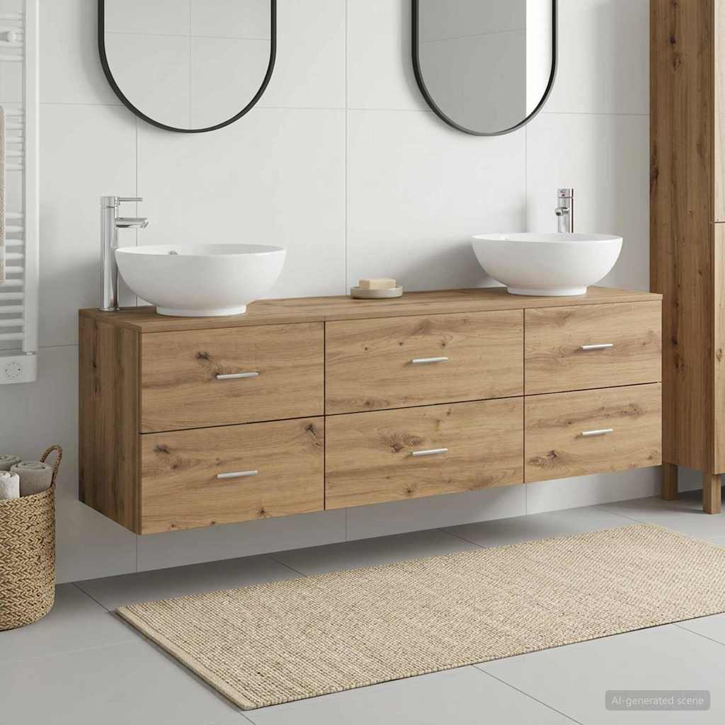 Ensemble de mobilier de salle de bain 3 pc Chêne artisanal