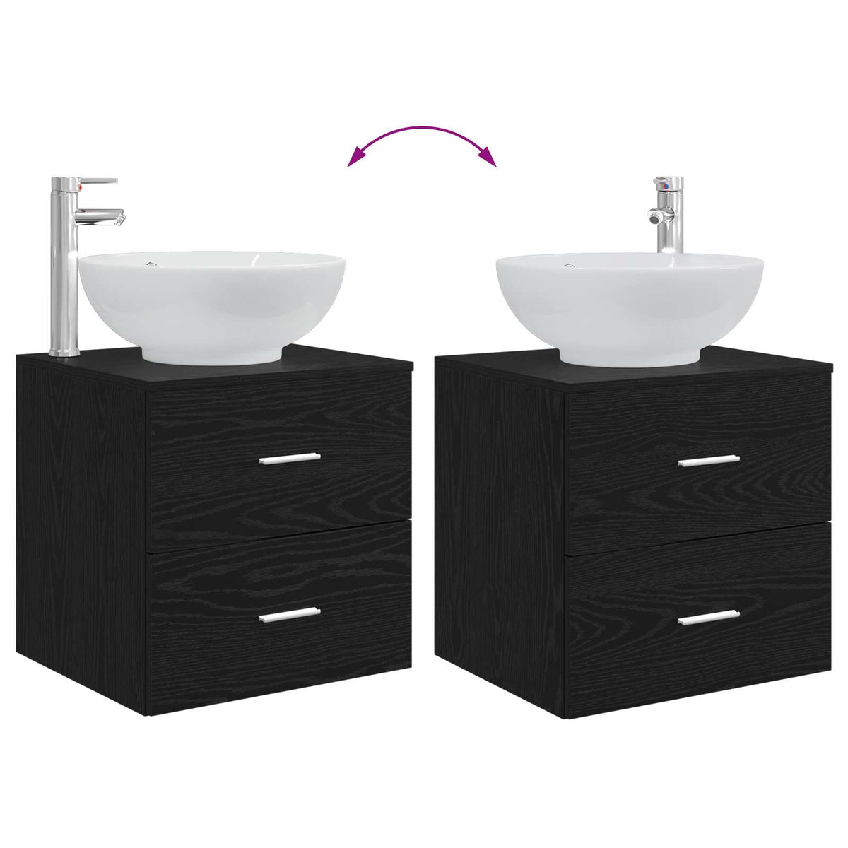 Ensemble de mobilier de salle de bain 3 pc Noir