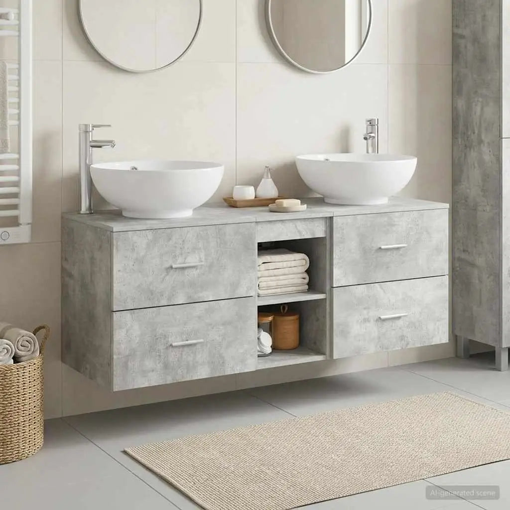 Ensemble de mobilier de salle de bain 3 pc Gris béton - XIOS