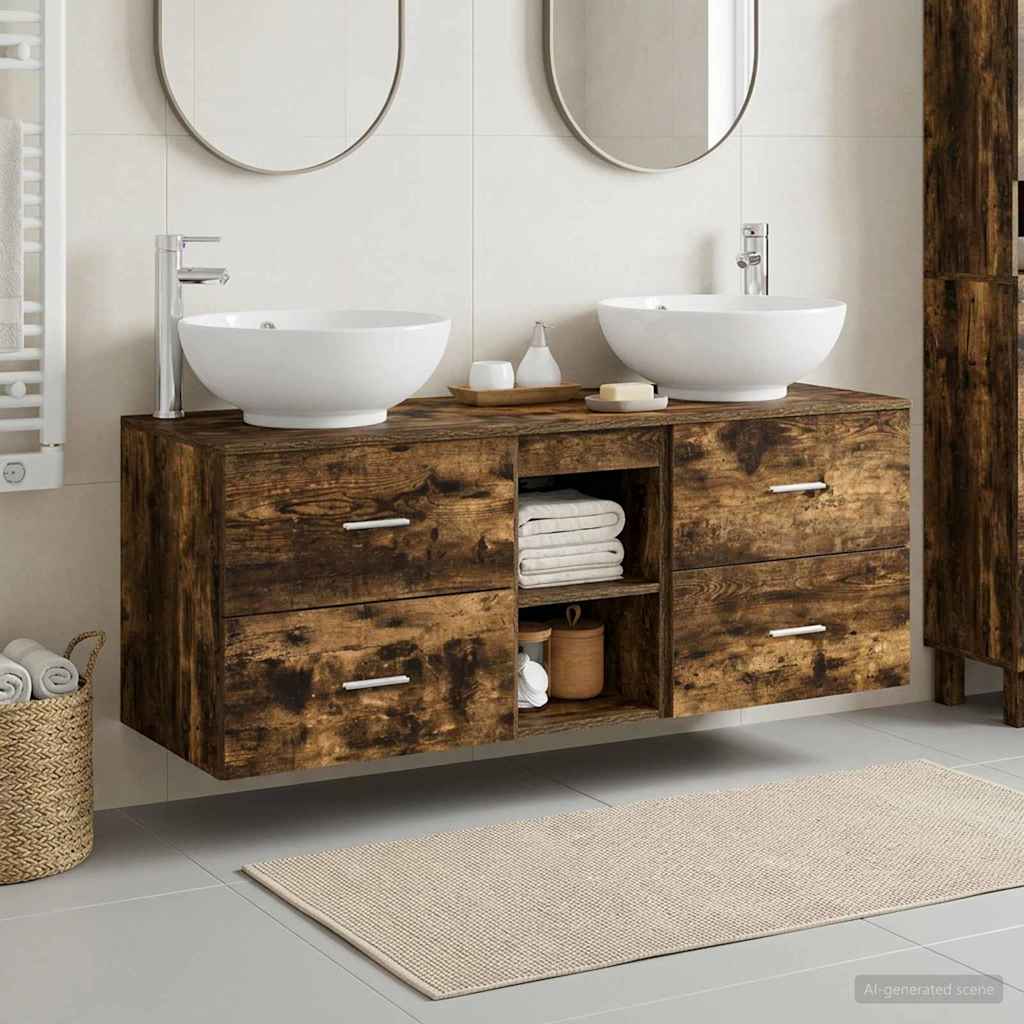 Ensemble de mobilier de salle de bain 3 pc Chêne fumé