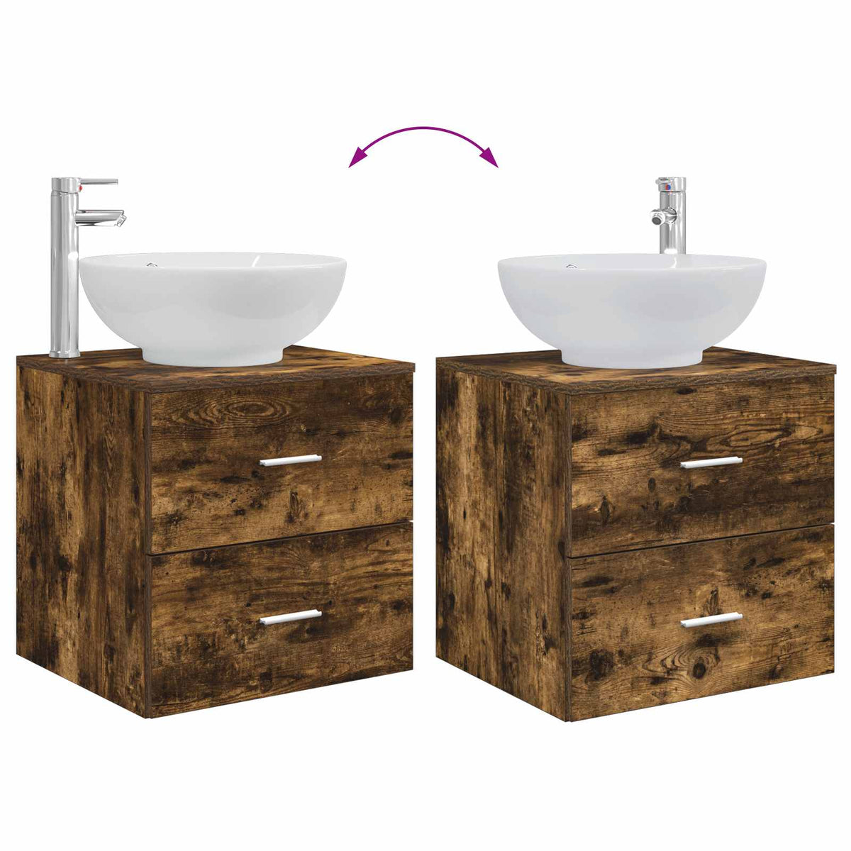 Ensemble de mobilier de salle de bain 3 pc Chêne fumé