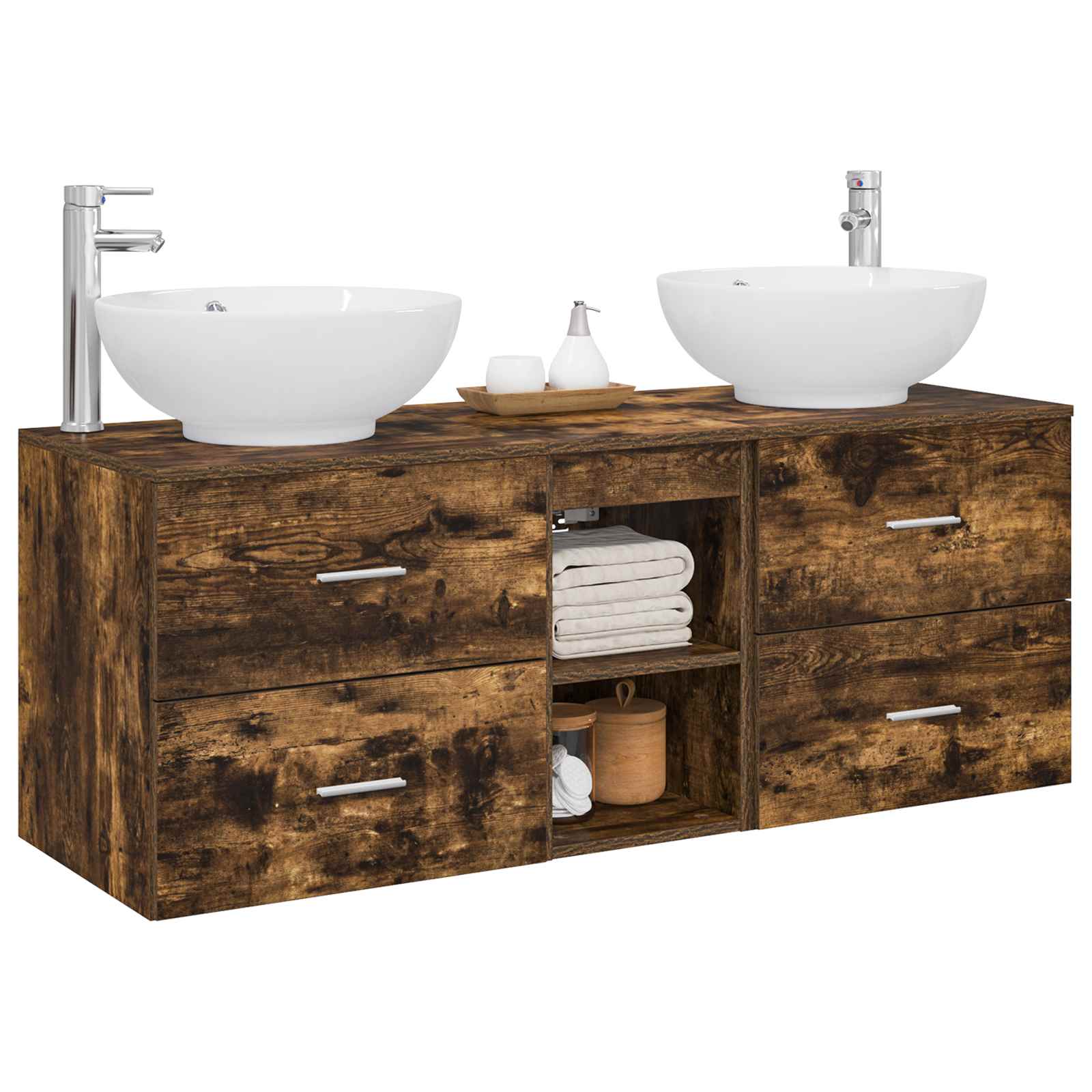 Ensemble de mobilier de salle de bain 3 pc Chêne fumé