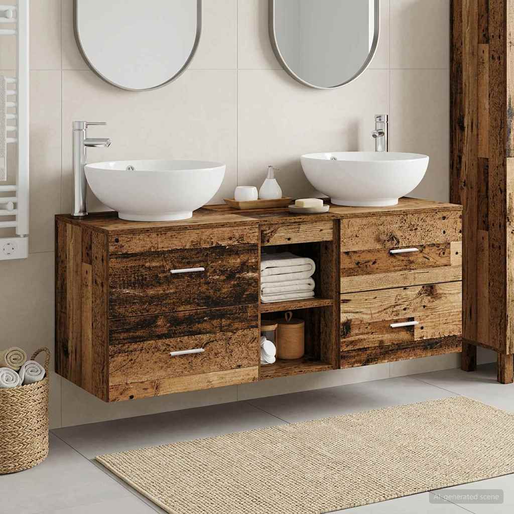 Ensemble de mobilier de salle de bain 3 pc Bois ancien