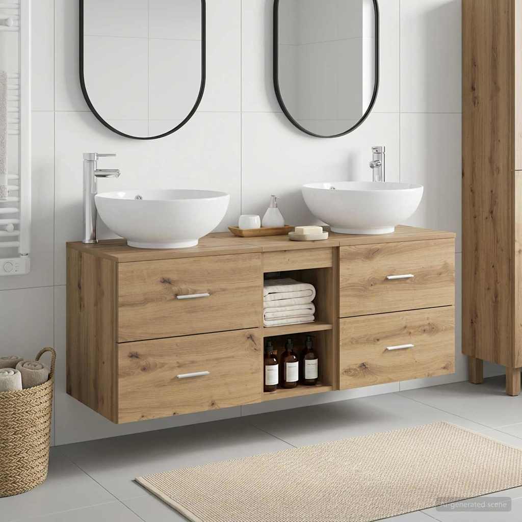 Ensemble de mobilier de salle de bain 3 pc Chêne artisanal