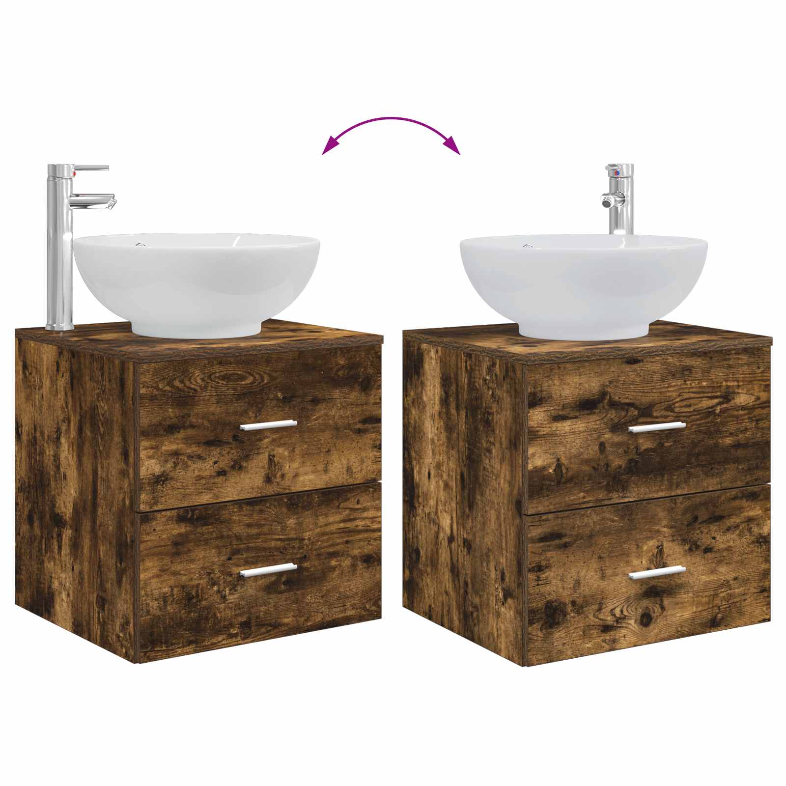 Ensemble de mobilier de salle de bain 3 pc Chêne fumé