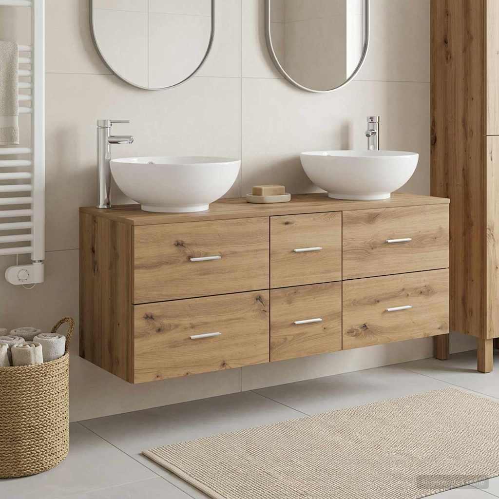 Ensemble de mobilier de salle de bain 3 pc Chêne artisanal