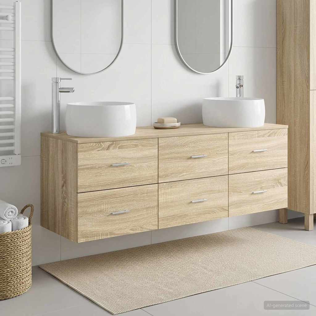 Ensemble de mobilier de salle de bain 3 pc Chêne Sonoma