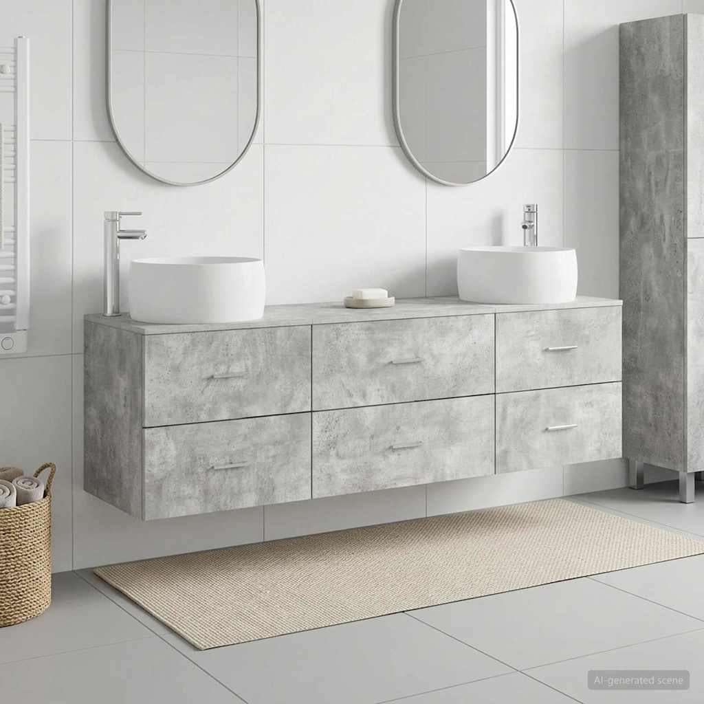 Ensemble de mobilier de salle de bain 3 pc Gris béton