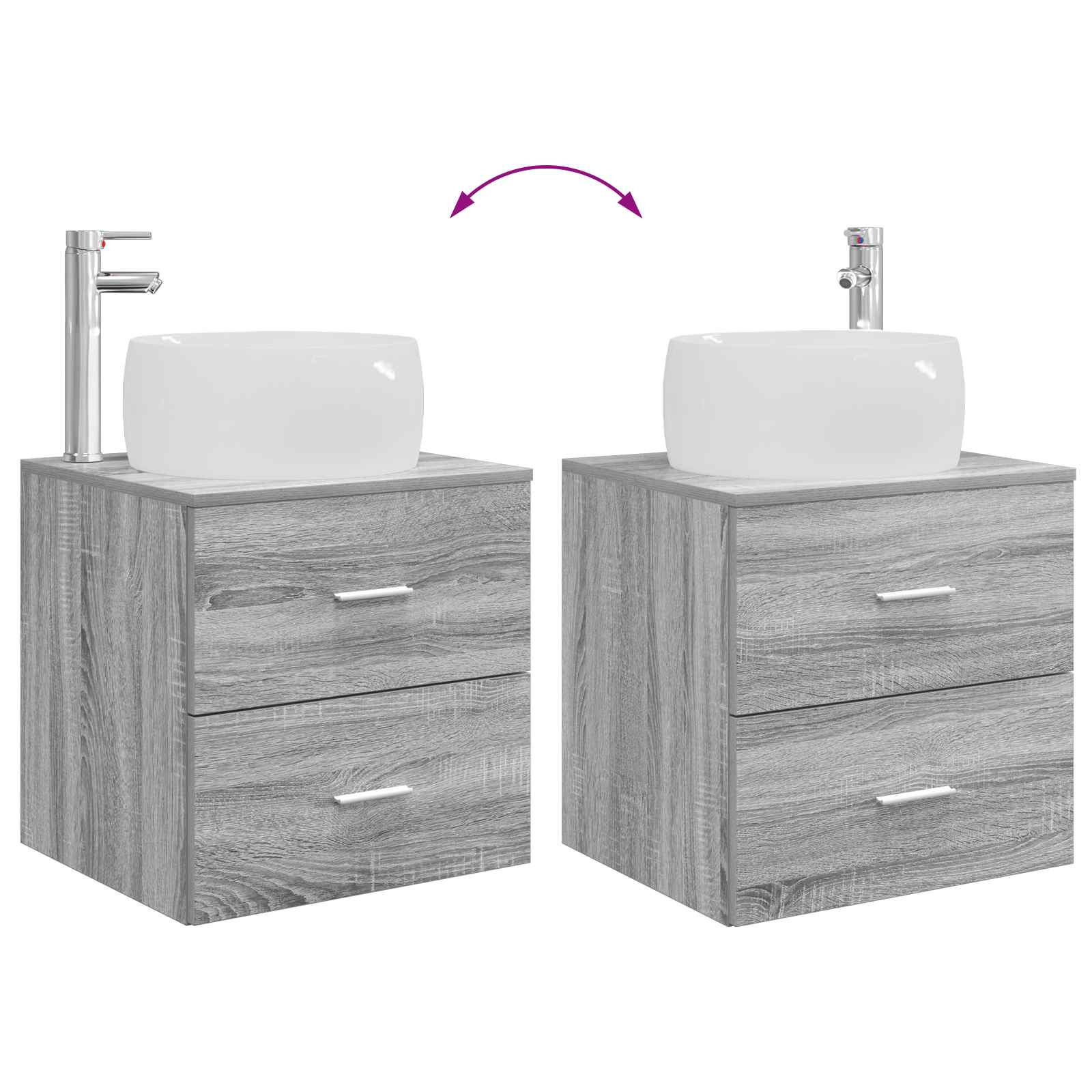 Ensemble de mobilier de salle de bain 3 pc Sonoma gris