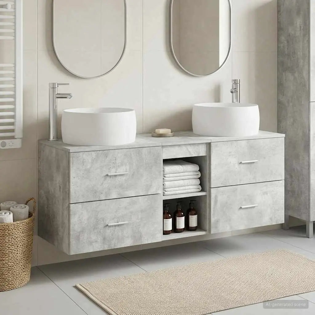Ensemble de mobilier de salle de bain 3 pc Gris béton - XIOS
