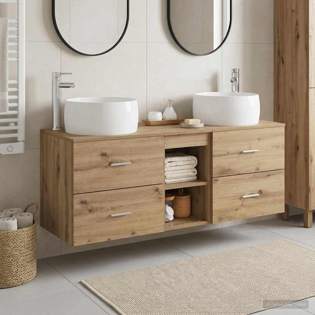 Ensemble de mobilier de salle de bain 3 pc Chêne artisanal