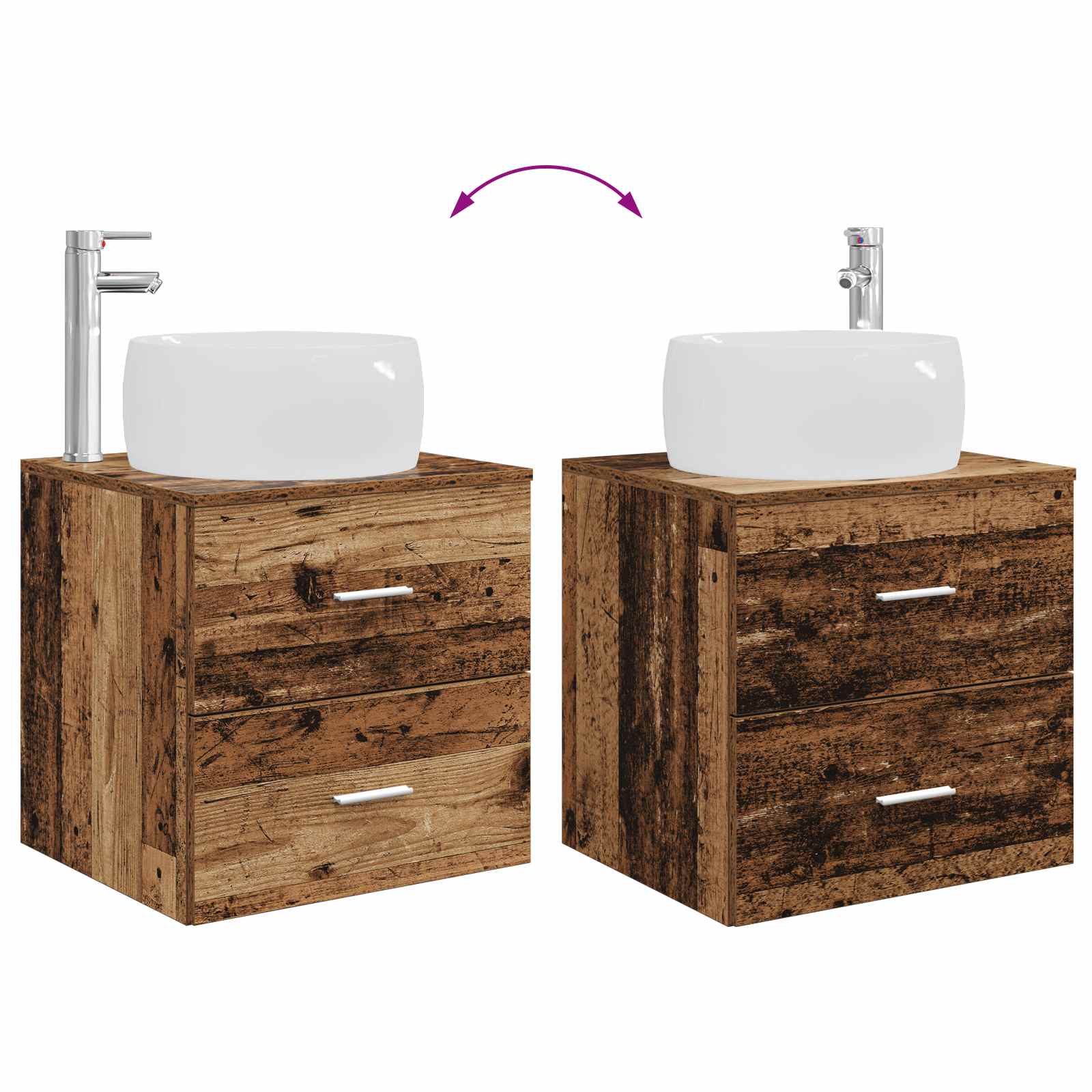 Ensemble de mobilier de salle de bain 3 pc Bois ancien