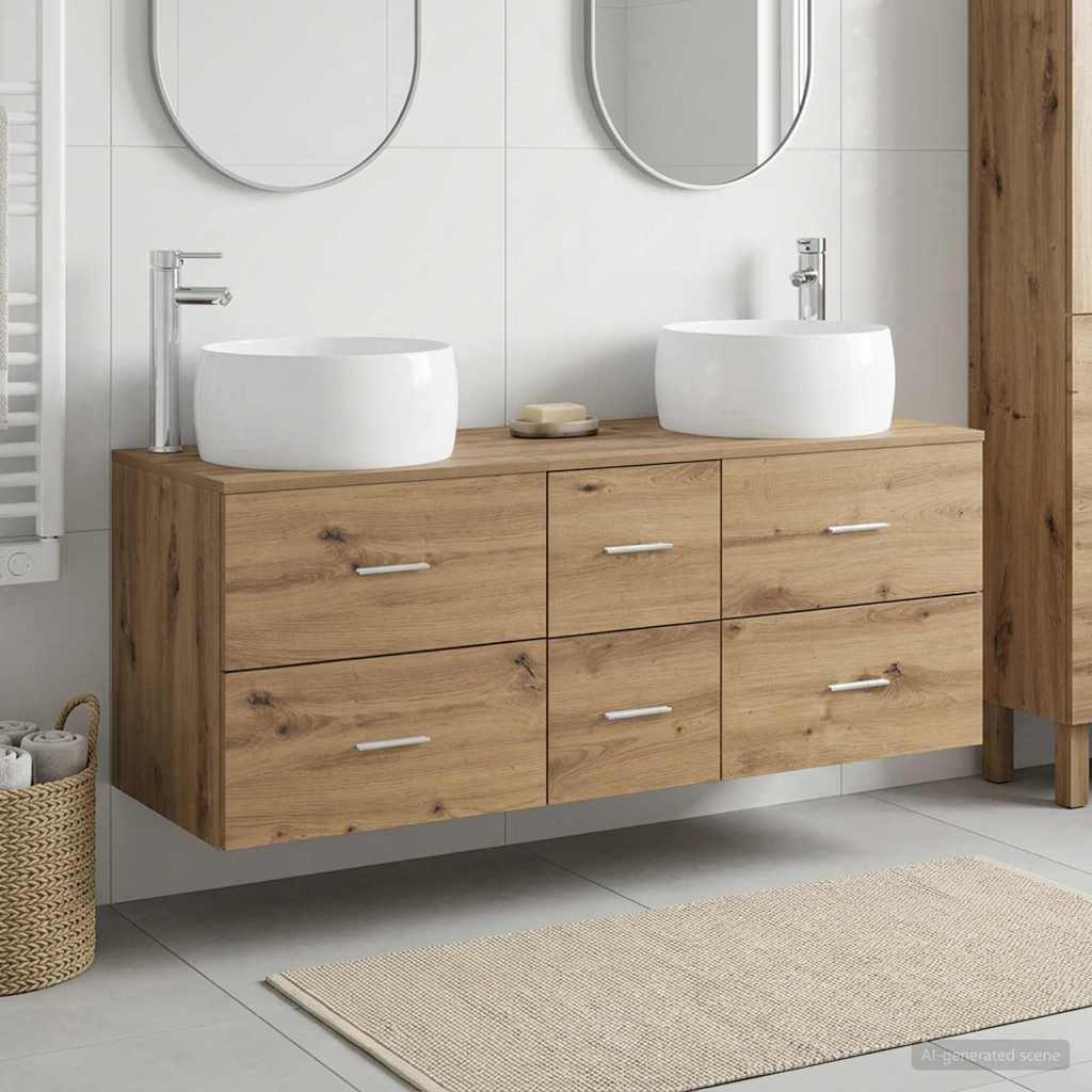 Ensemble de mobilier de salle de bain 3 pc Chêne artisanal