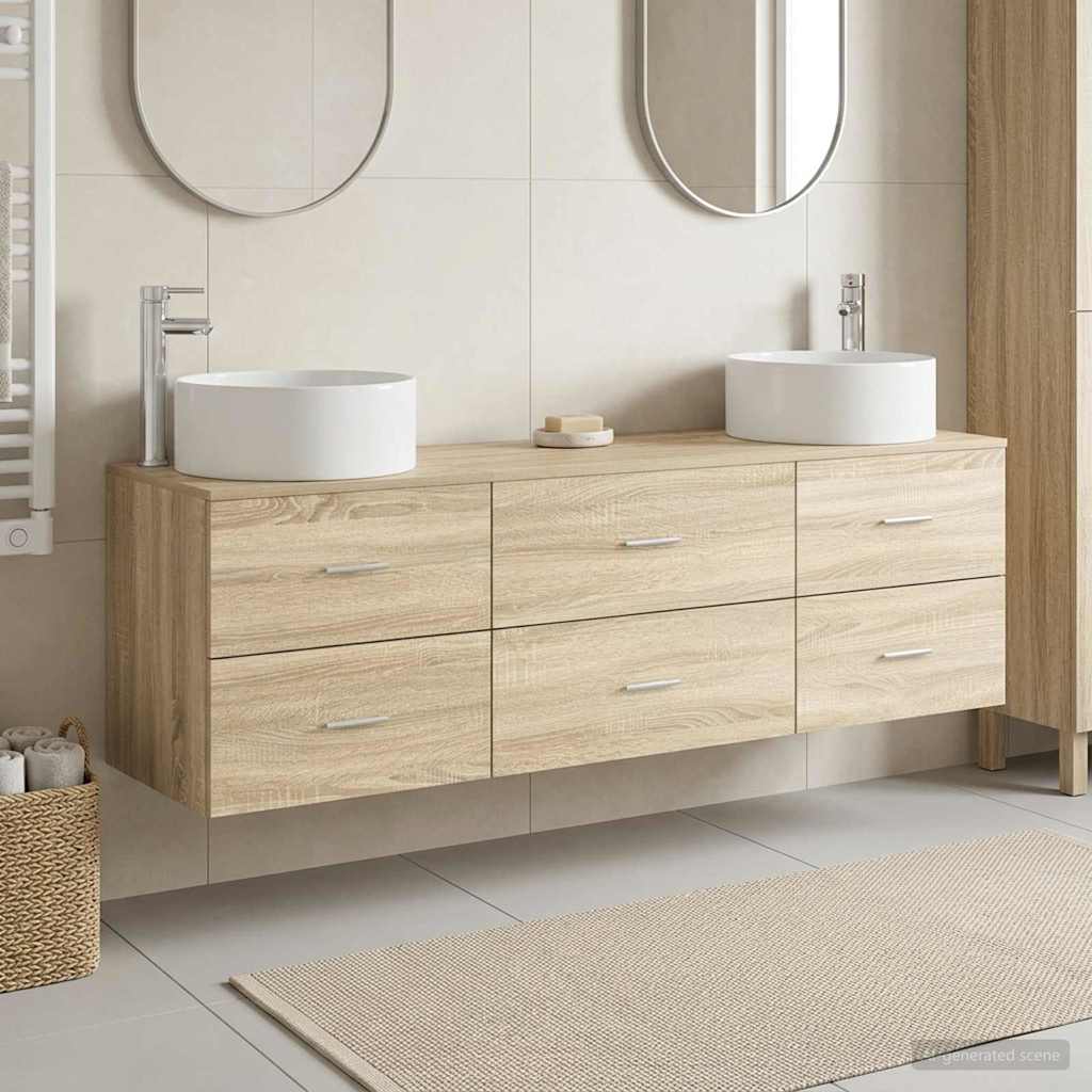 Ensemble de mobilier de salle de bain 3 pc Chêne Sonoma