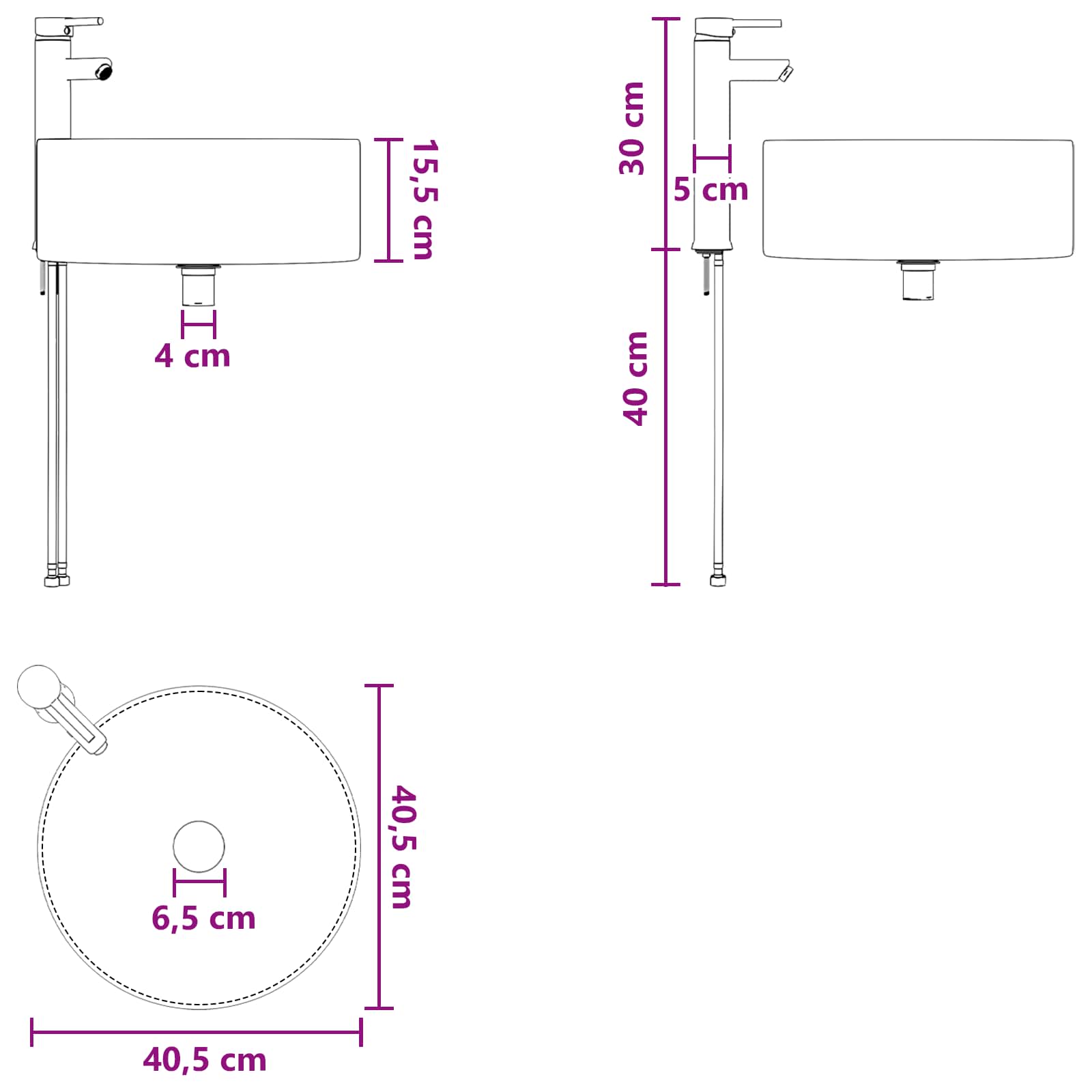 Ensemble de mobilier de salle de bain 3 pc Chêne Sonoma