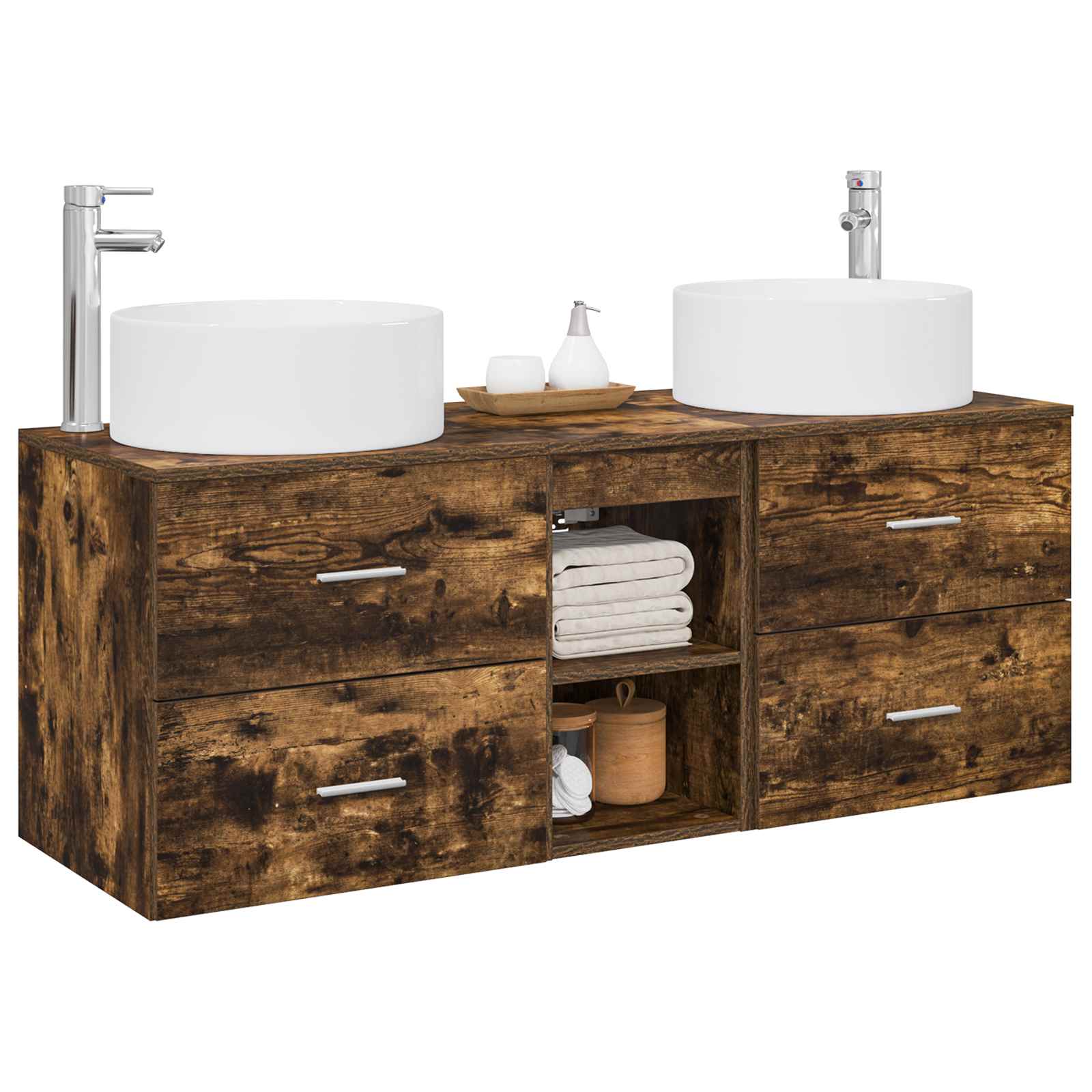 Ensemble de mobilier de salle de bain 3 pc Chêne fumé
