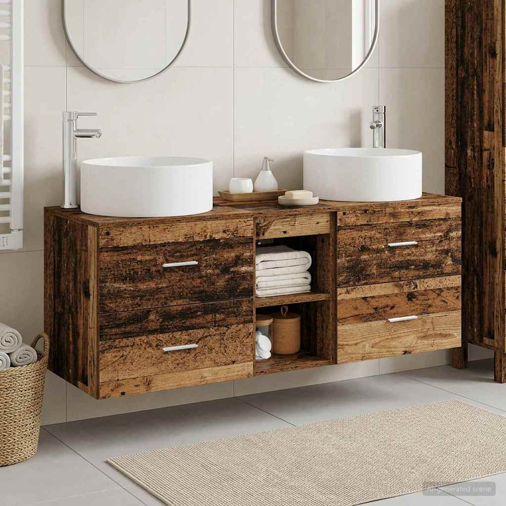 Ensemble de mobilier de salle de bain 3 pc Bois ancien