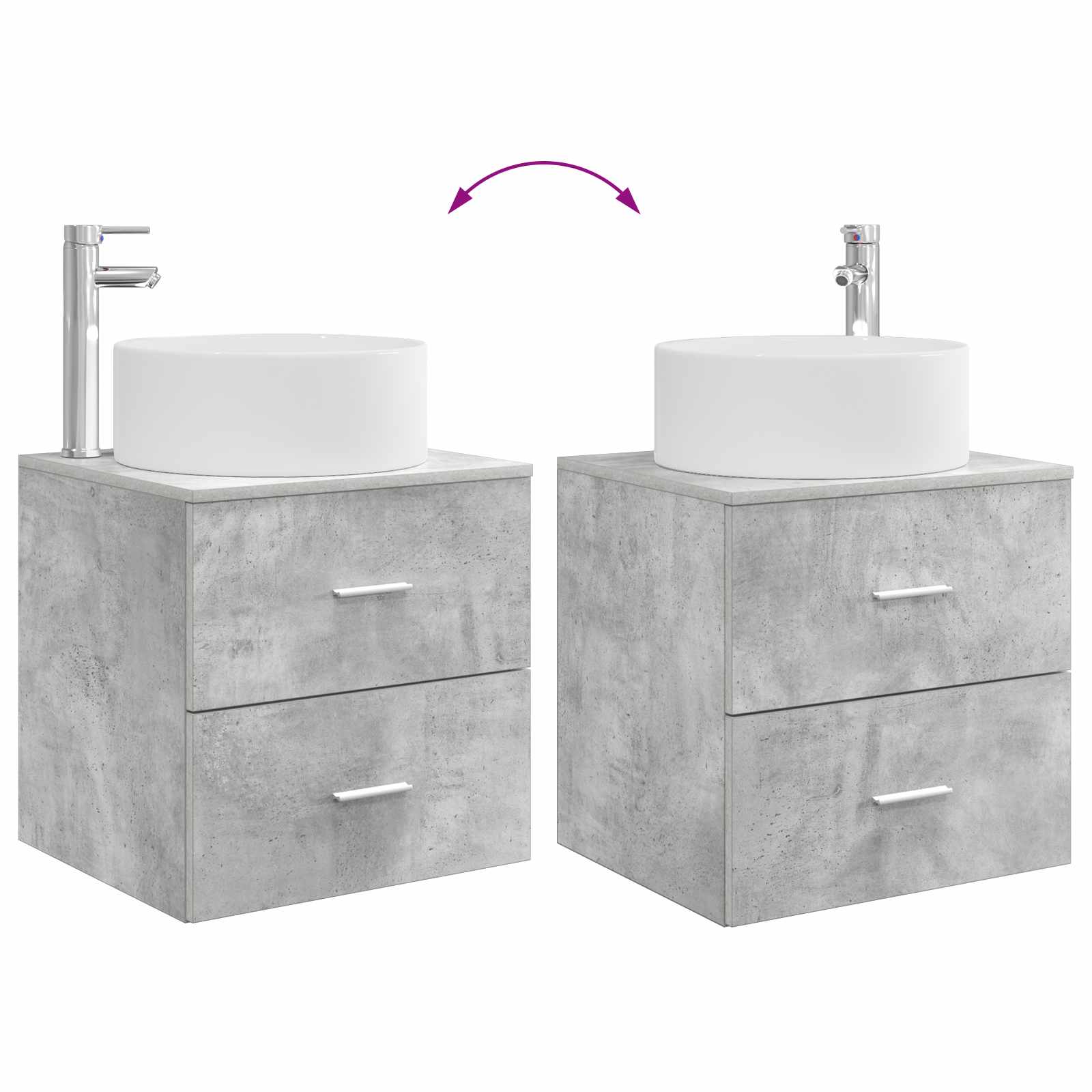 Ensemble de mobilier de salle de bain 3 pc Gris béton