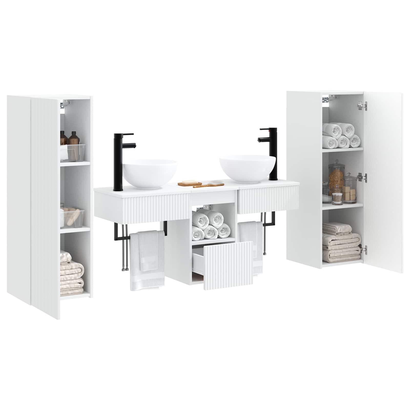 Ensemble de mobilier de salle de bain 5 pc Blanc