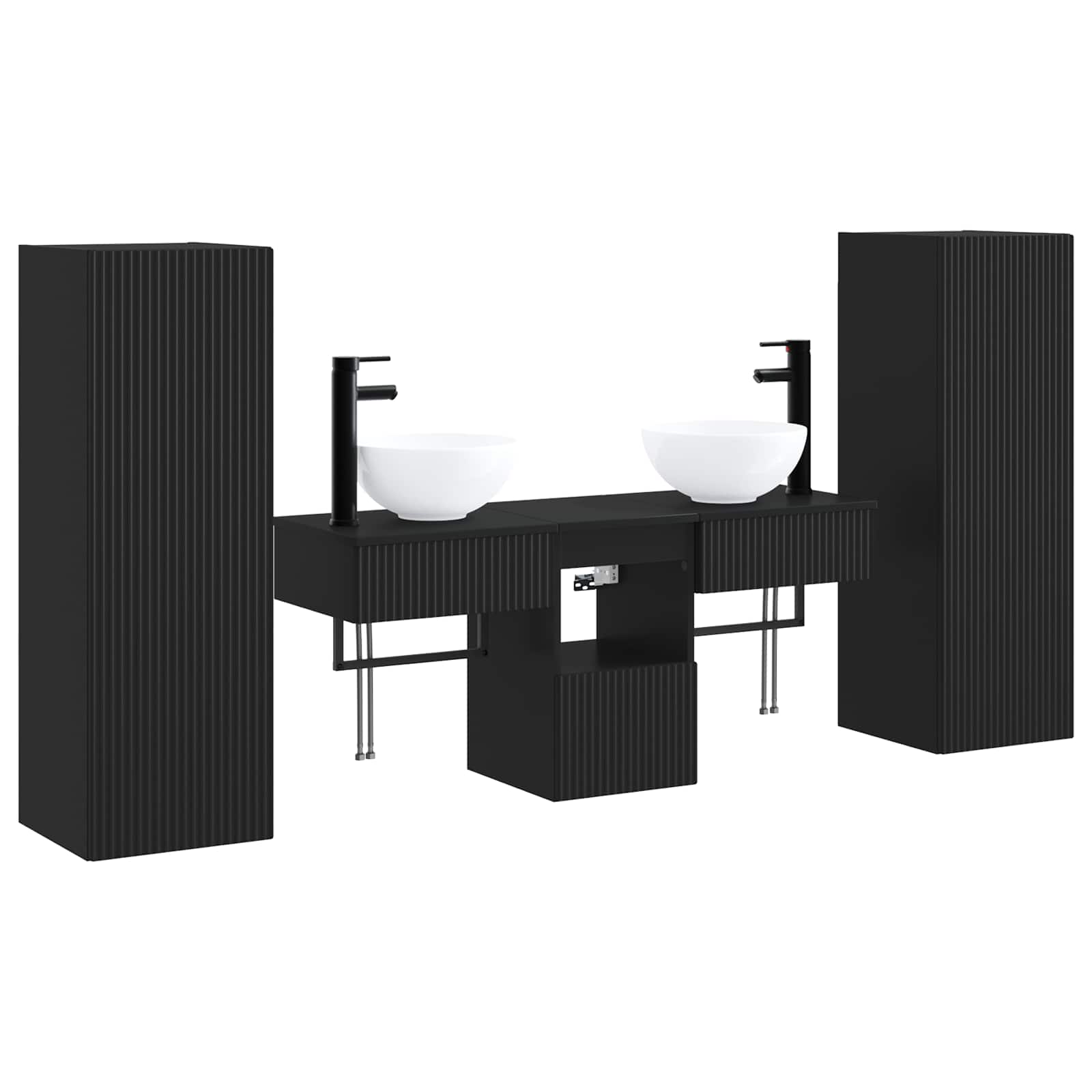 Ensemble de mobilier de salle de bain 5 pc Noir