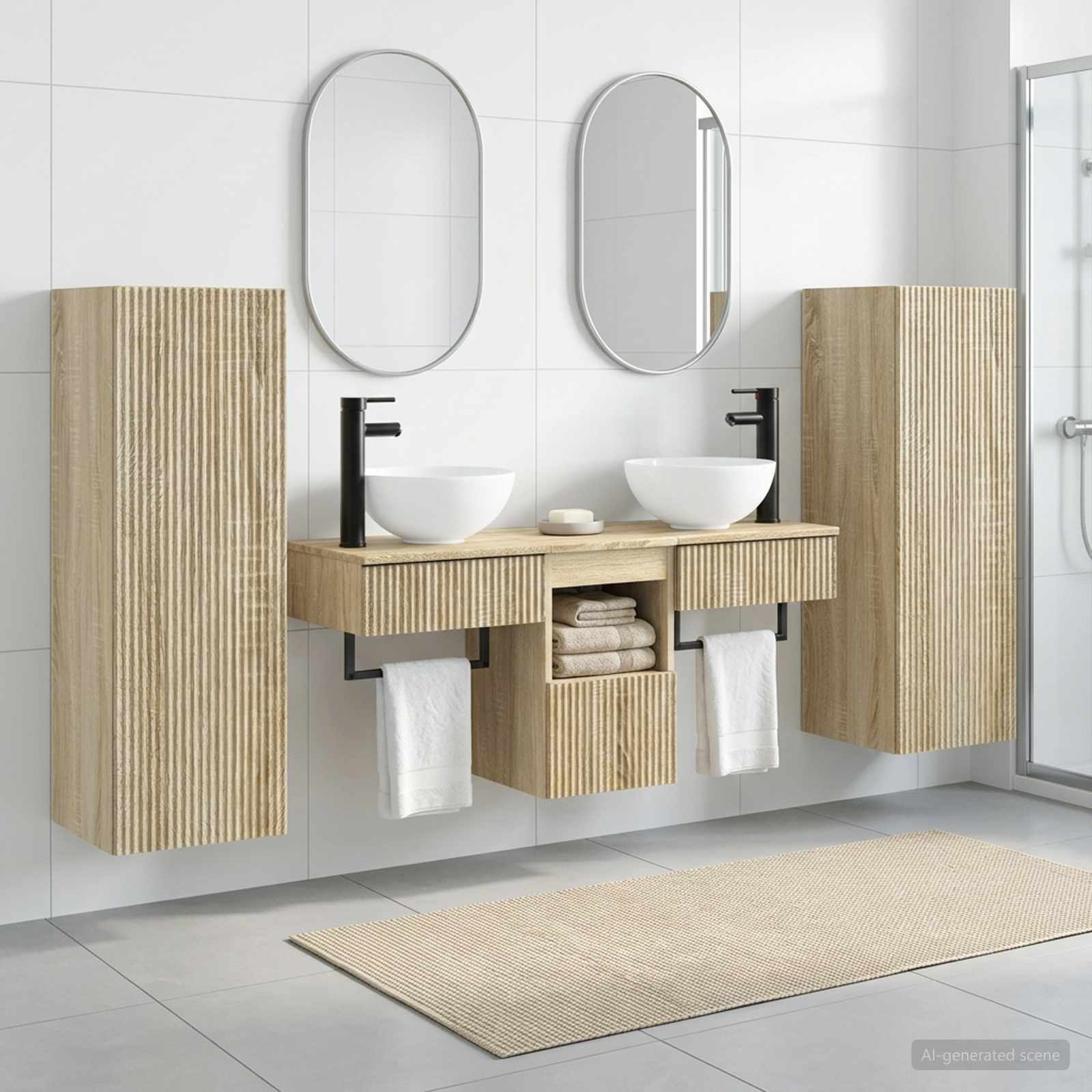 Ensemble de mobilier de salle de bain 5 pc Chêne Sonoma