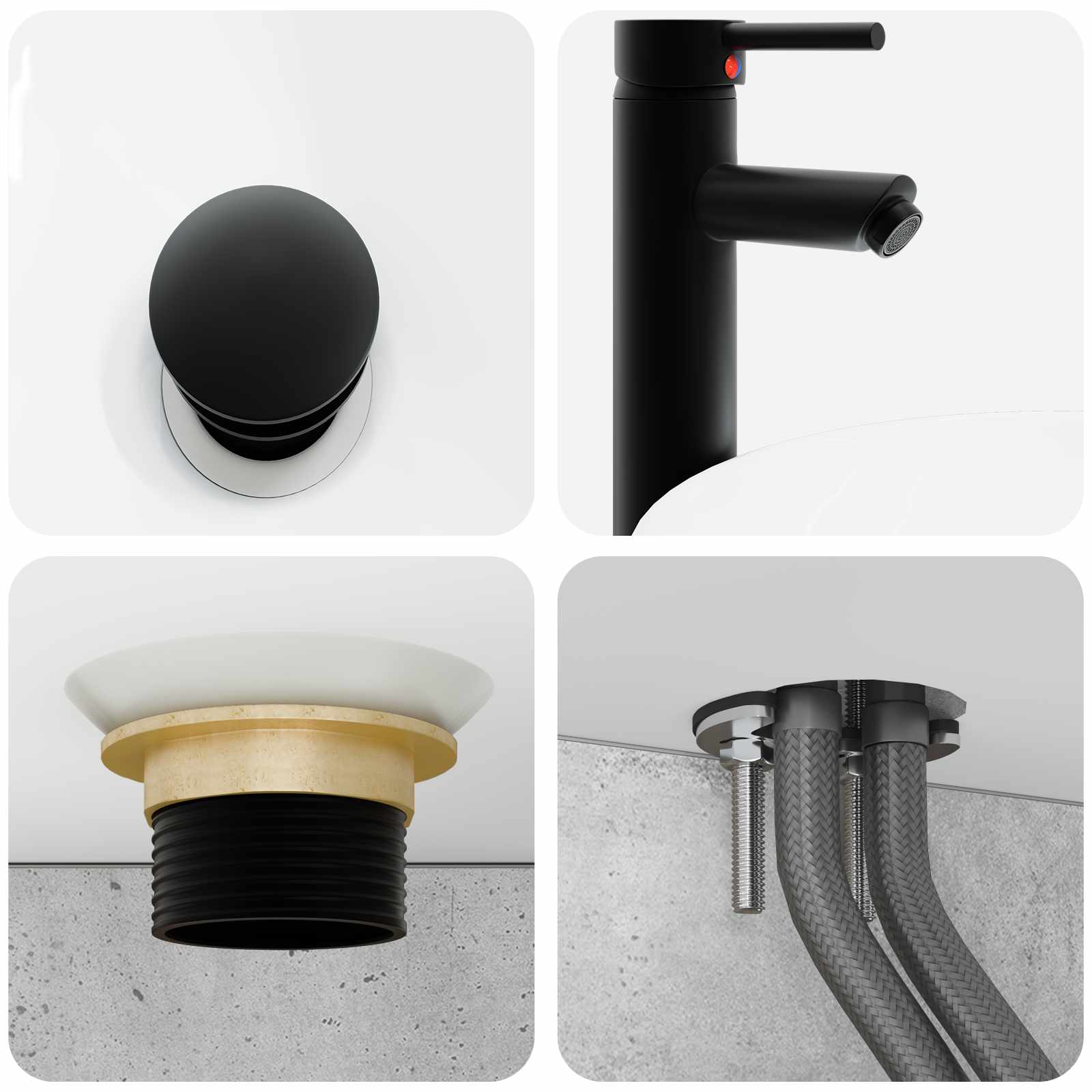 Ensemble de mobilier de salle de bain 5 pc Gris béton