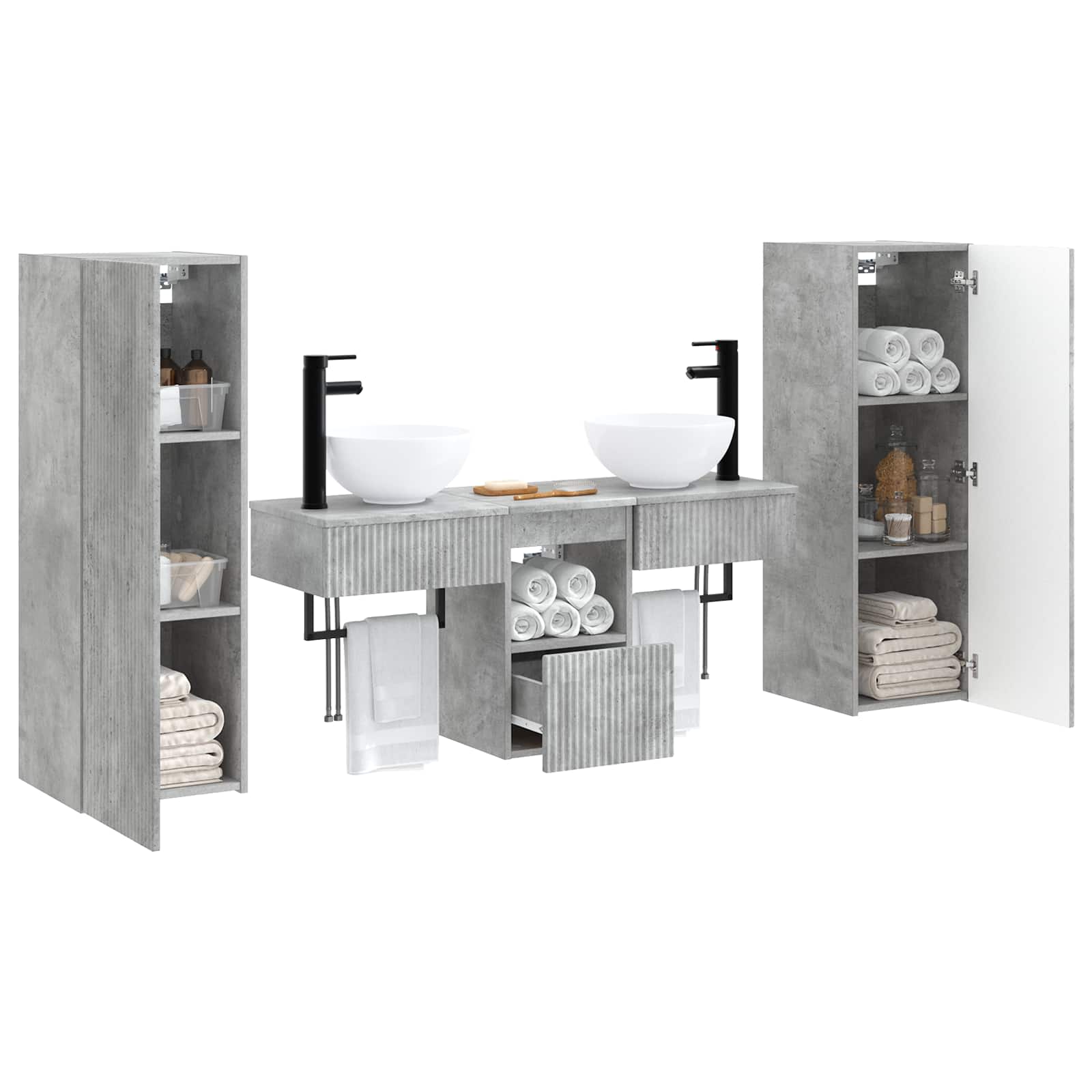 Ensemble de mobilier de salle de bain 5 pc Gris béton