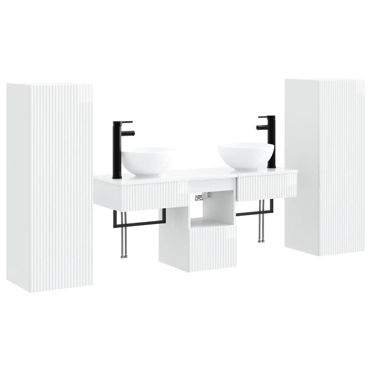Ensemble de mobilier de salle de bain 5 pc Blanc brillant - XIOS