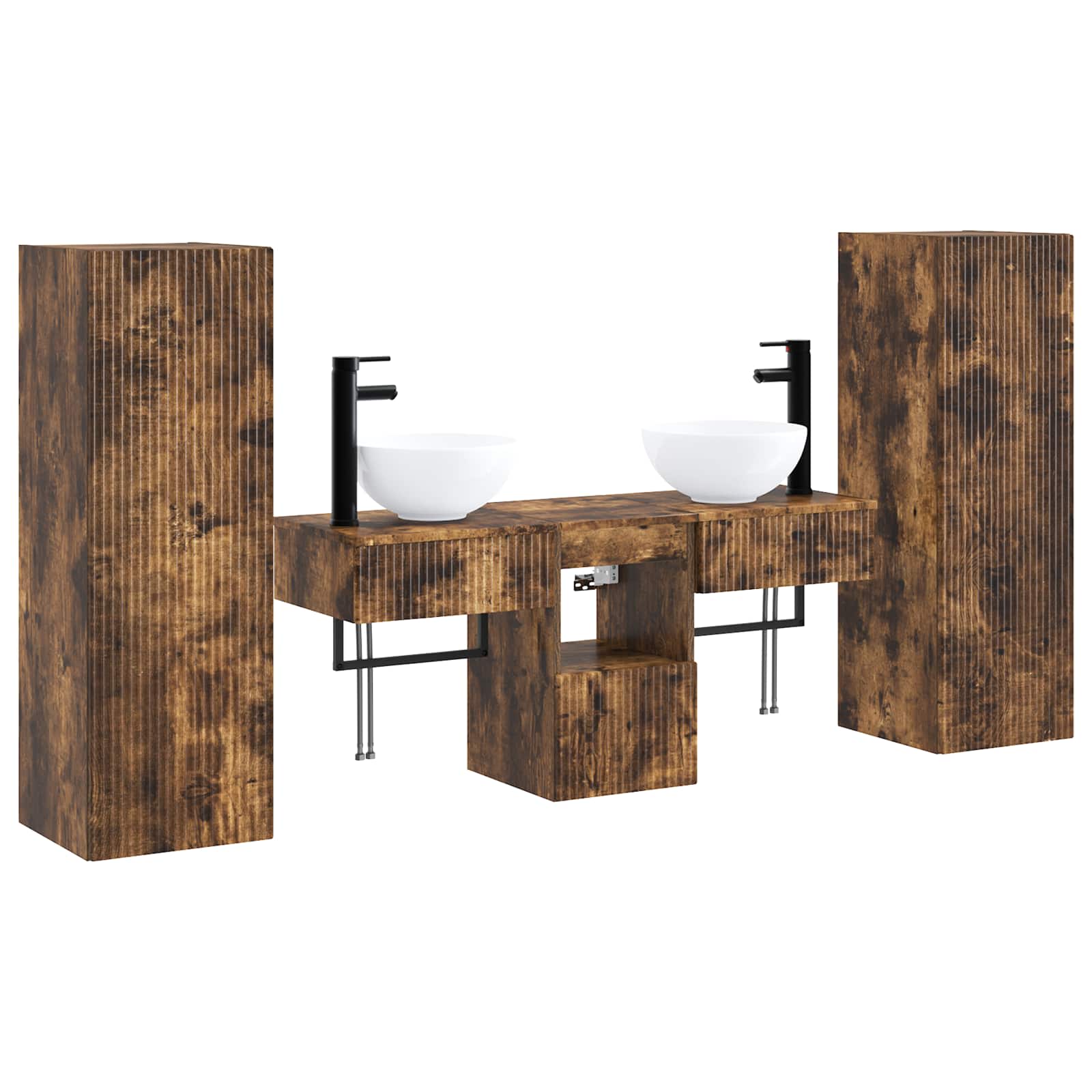 Ensemble de mobilier de salle de bain 5 pc Chêne fumé