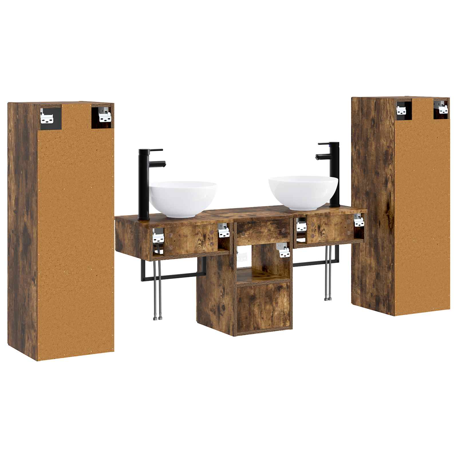 Ensemble de mobilier de salle de bain 5 pc Chêne fumé