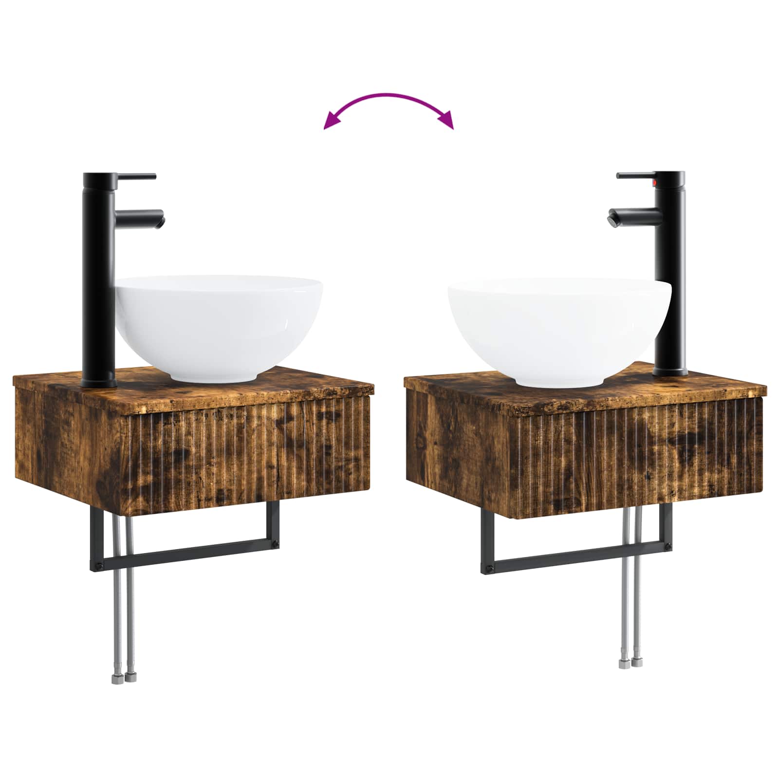 Ensemble de mobilier de salle de bain 5 pc Chêne fumé