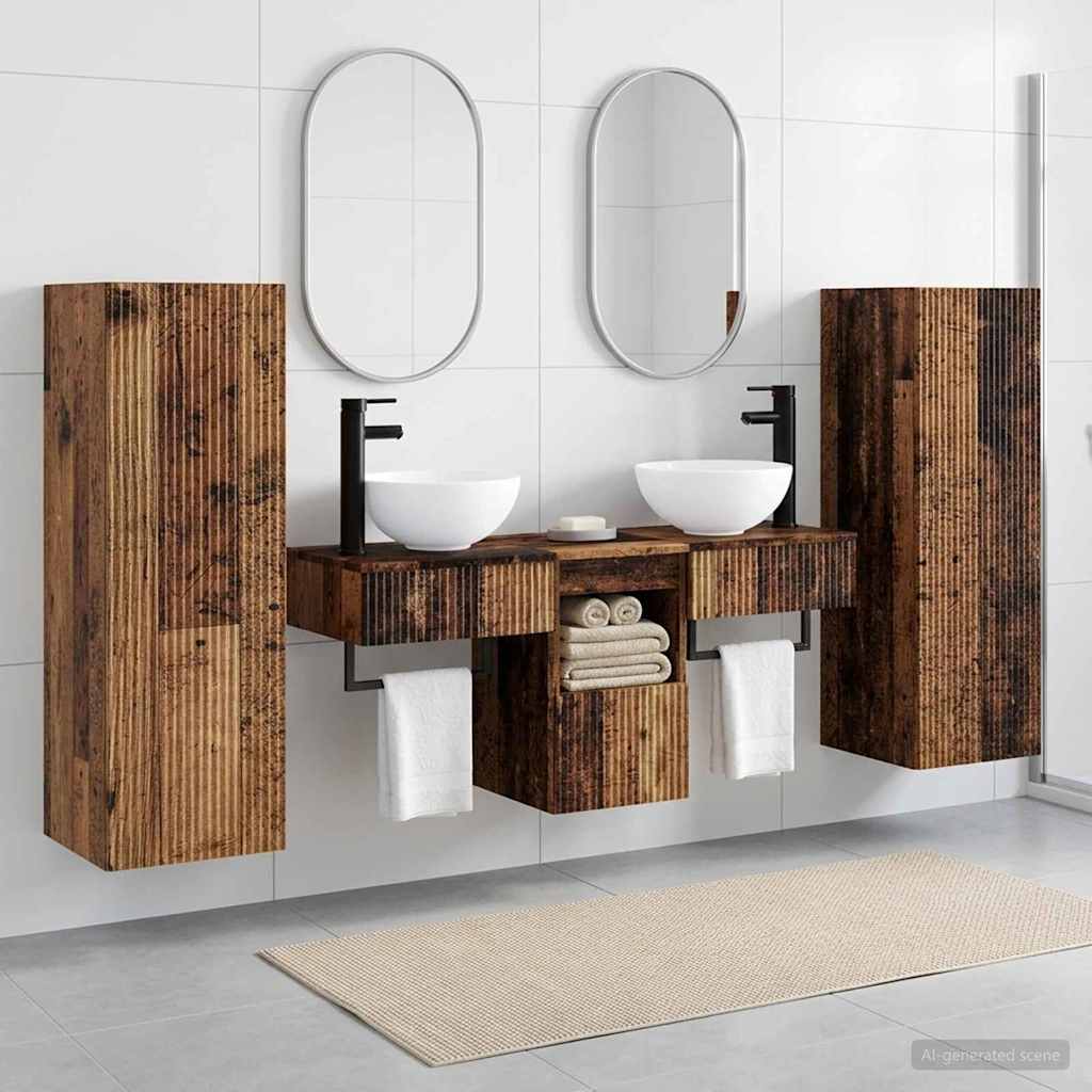 Ensemble de mobilier de salle de bain 5 pc Bois ancien