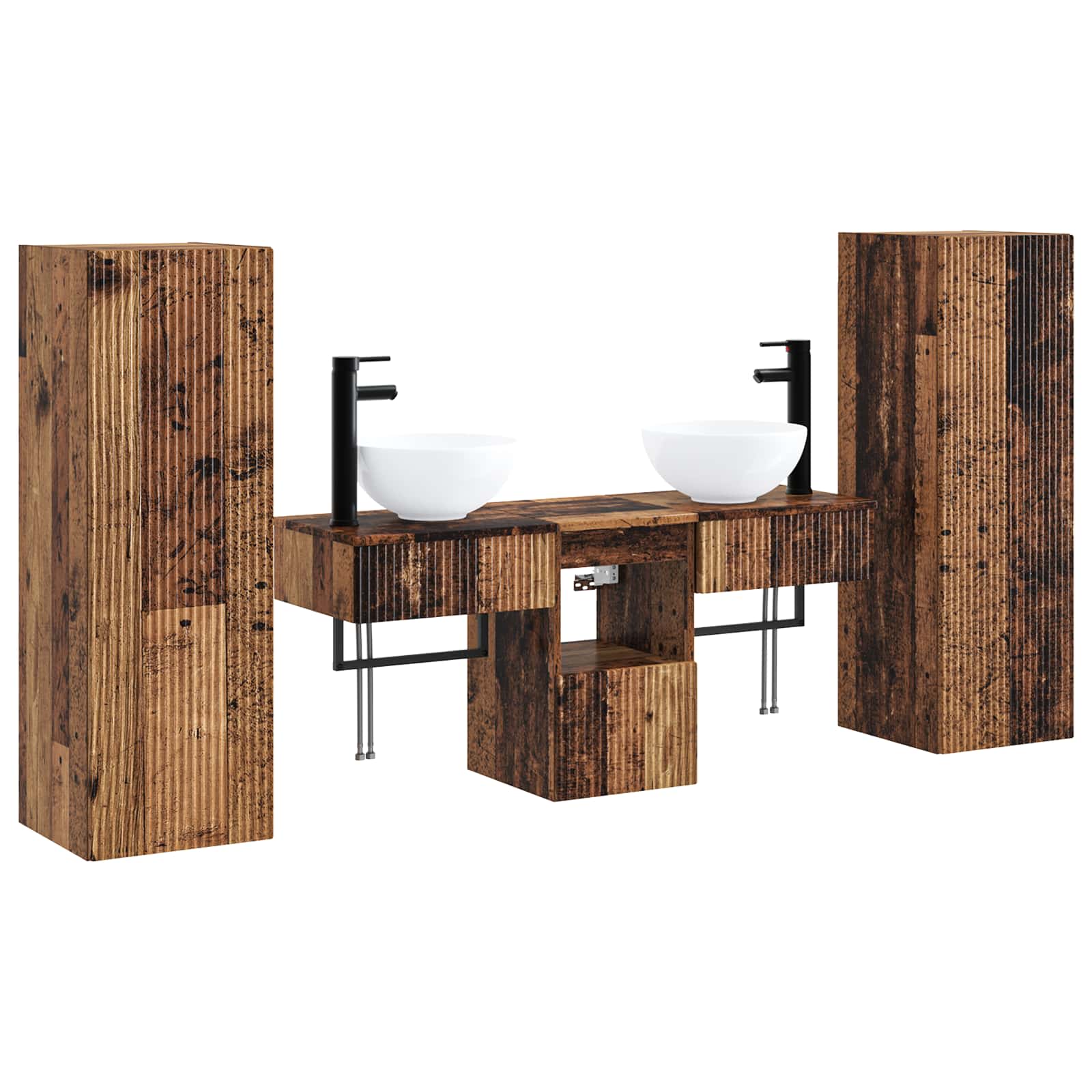 Ensemble de mobilier de salle de bain 5 pc Bois ancien
