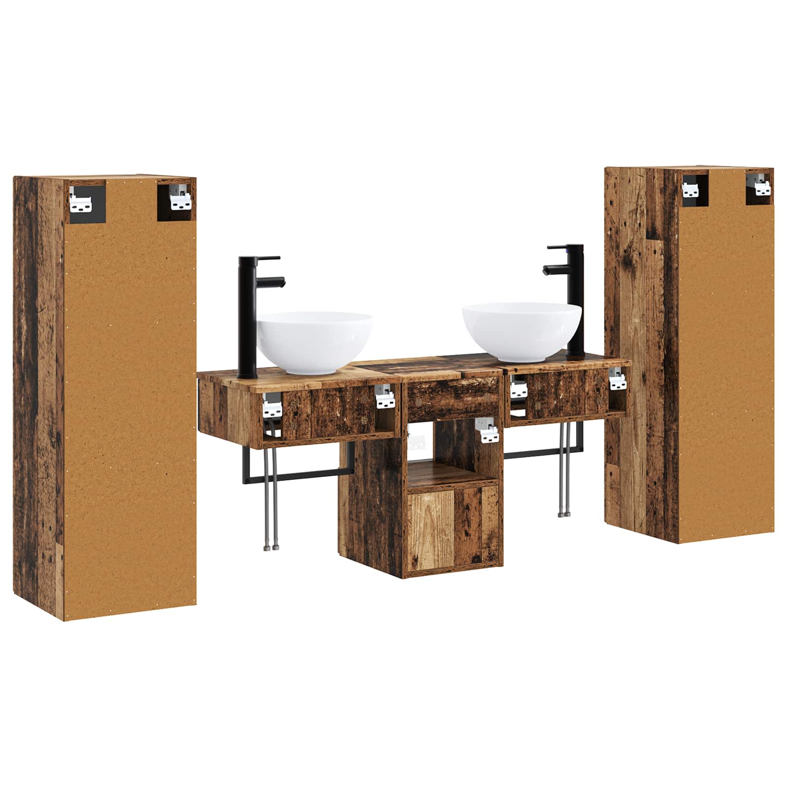Ensemble de mobilier de salle de bain 5 pc Bois ancien