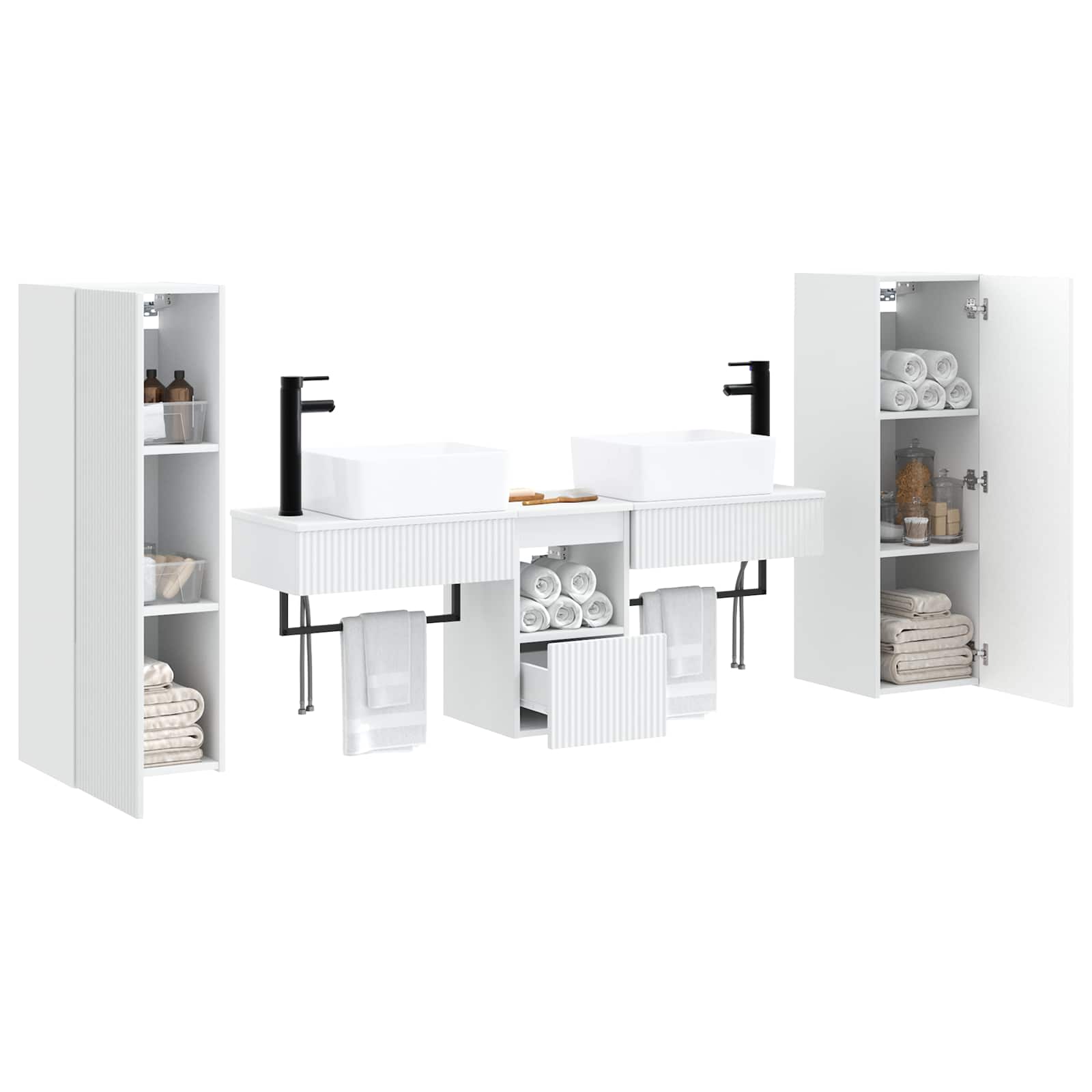 Ensemble de mobilier de salle de bain 5 pc Blanc