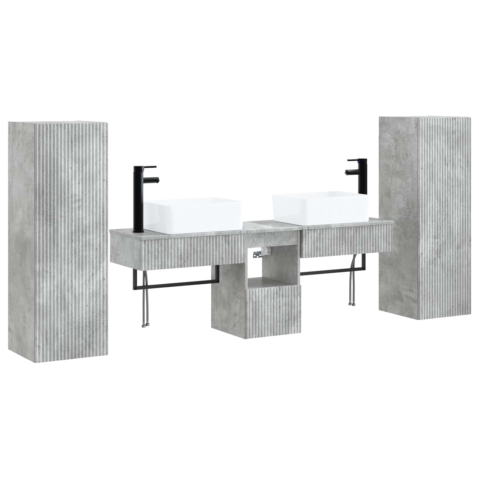 Ensemble de mobilier de salle de bain 5 pc Gris béton