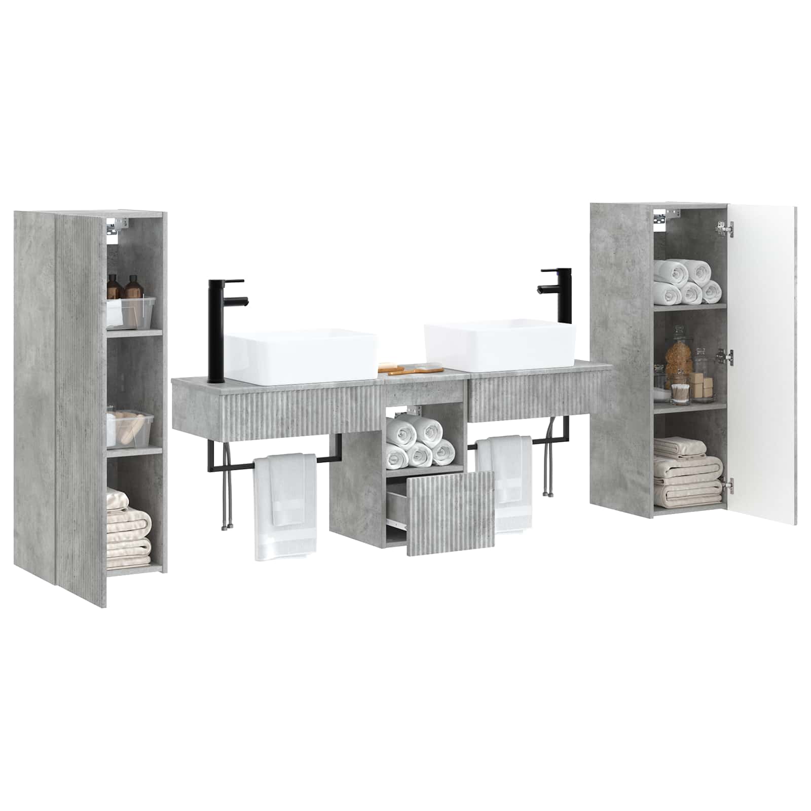 Ensemble de mobilier de salle de bain 5 pc Gris béton