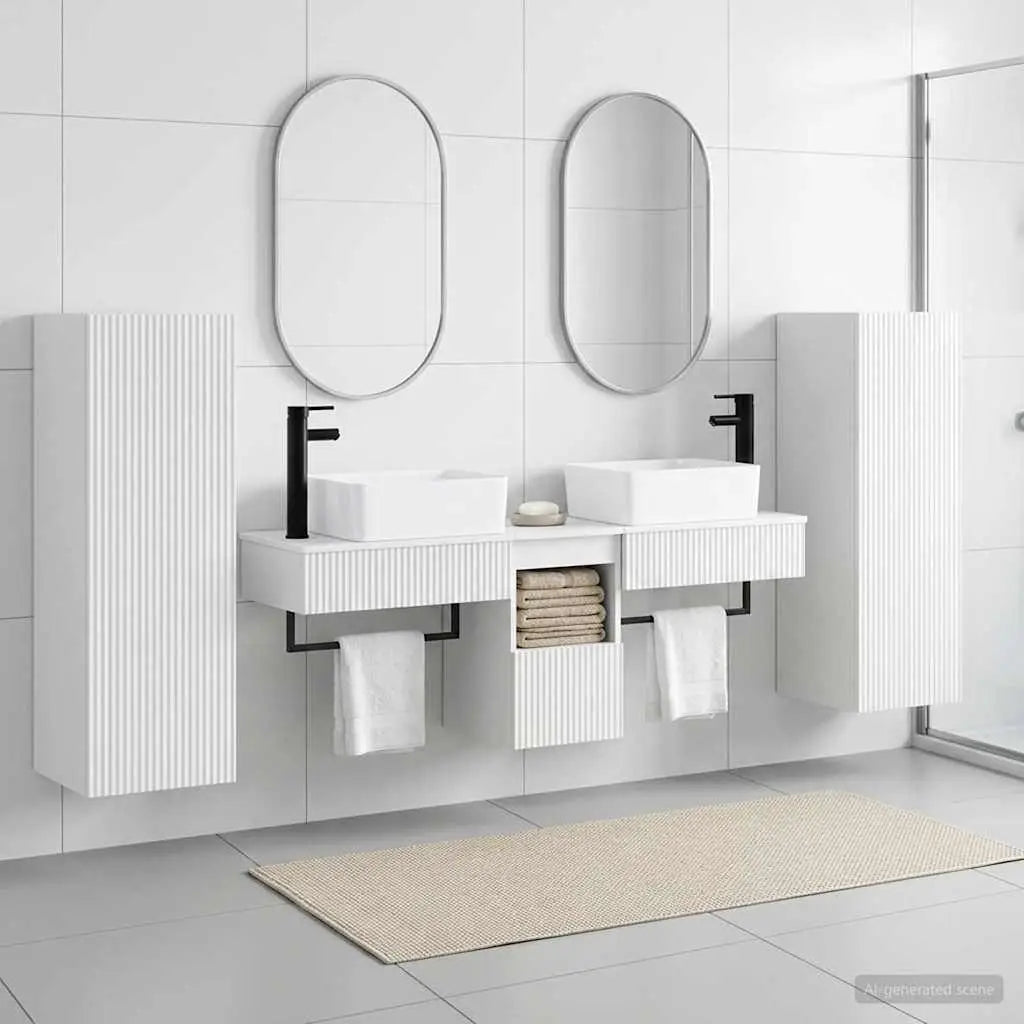 Ensemble de mobilier de salle de bain 5 pc Blanc brillant - XIOS