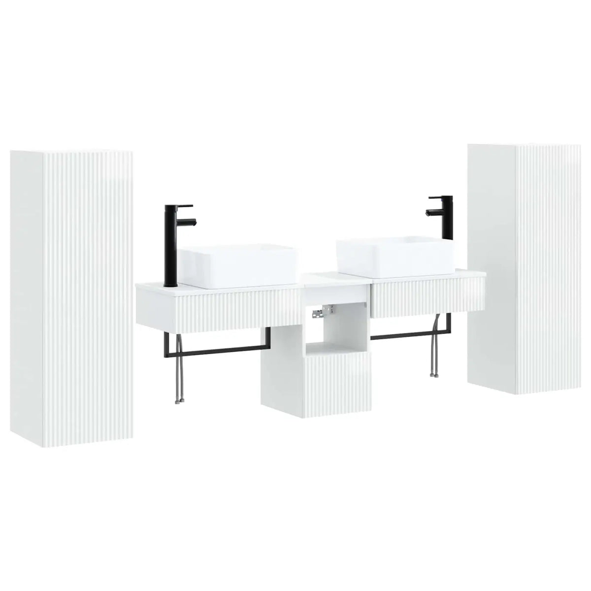 Ensemble de mobilier de salle de bain 5 pc Blanc brillant - XIOS