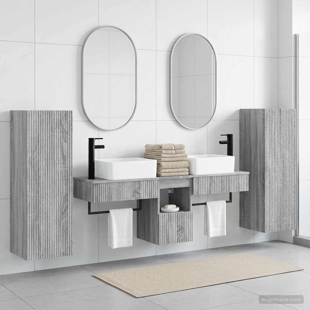 Ensemble de mobilier de salle de bain 5 pc Sonoma gris