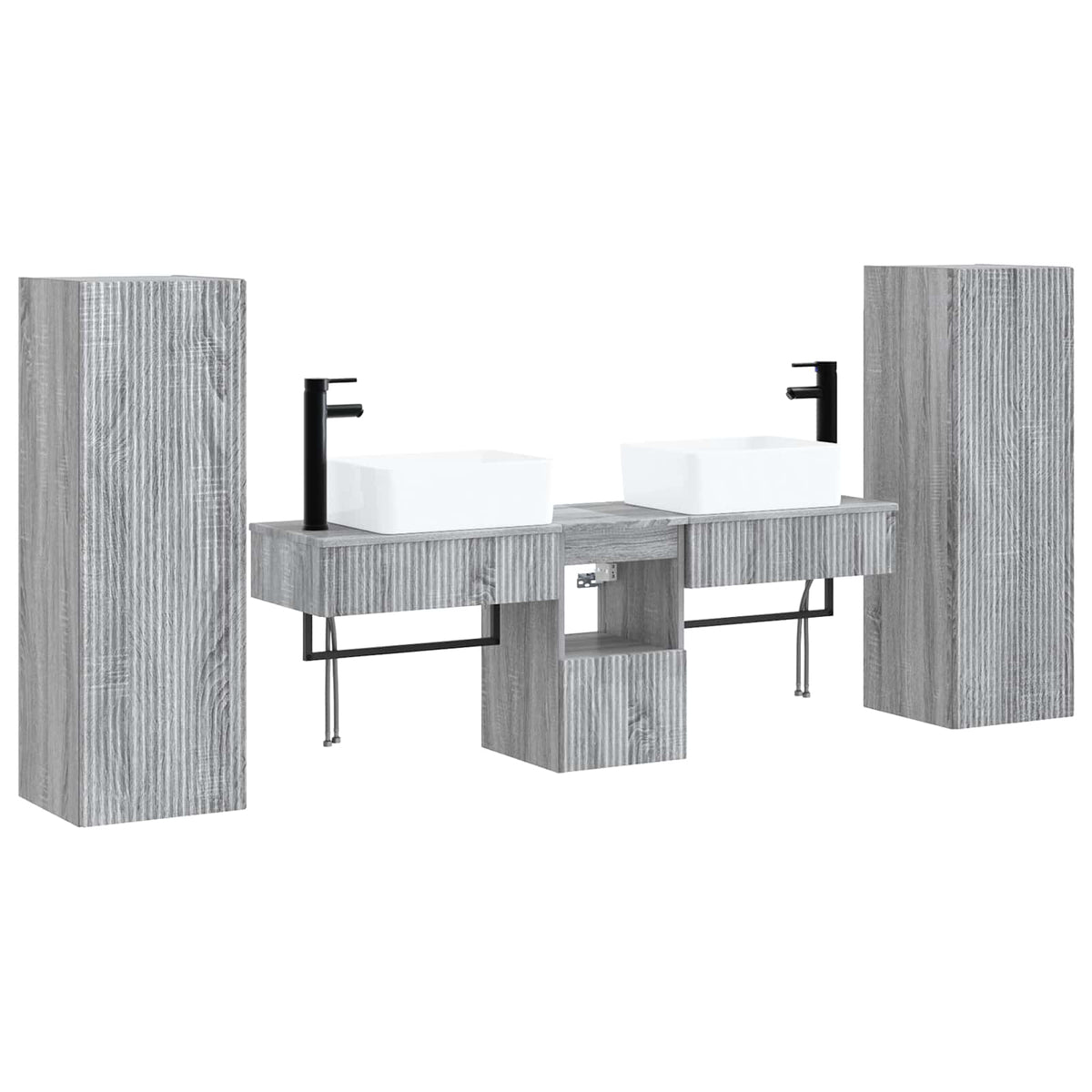 Ensemble de mobilier de salle de bain 5 pc Sonoma gris