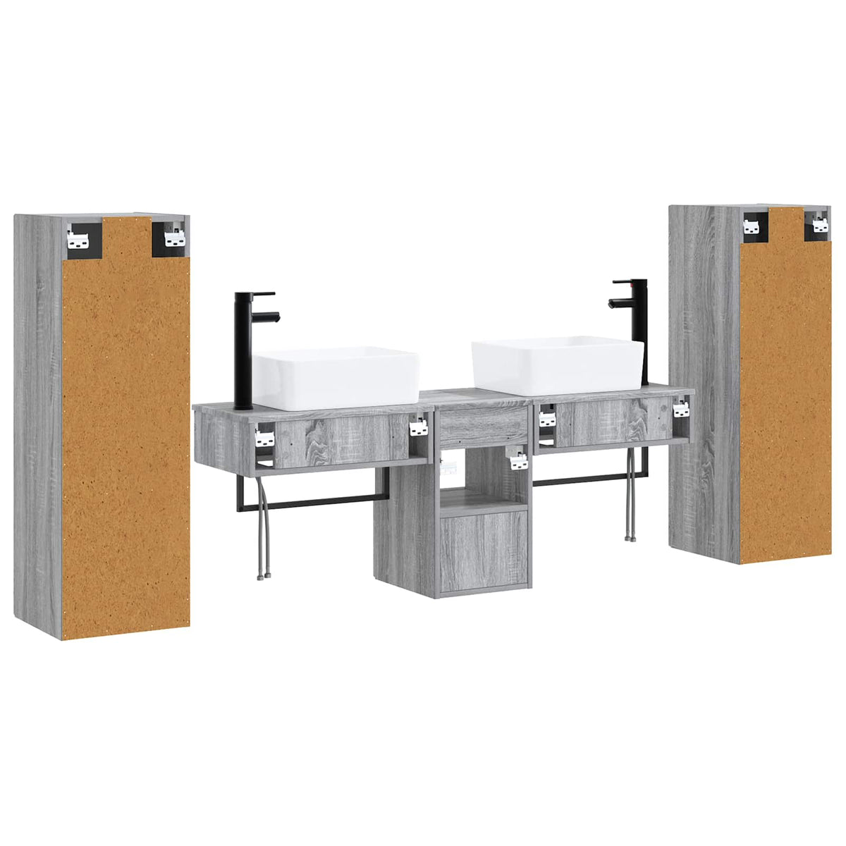 Ensemble de mobilier de salle de bain 5 pc Sonoma gris