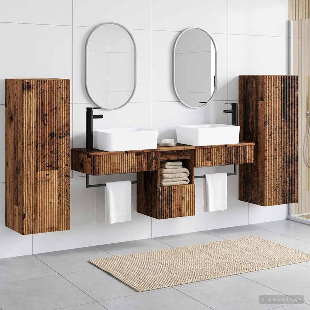 Ensemble de mobilier de salle de bain 5 pc Bois ancien
