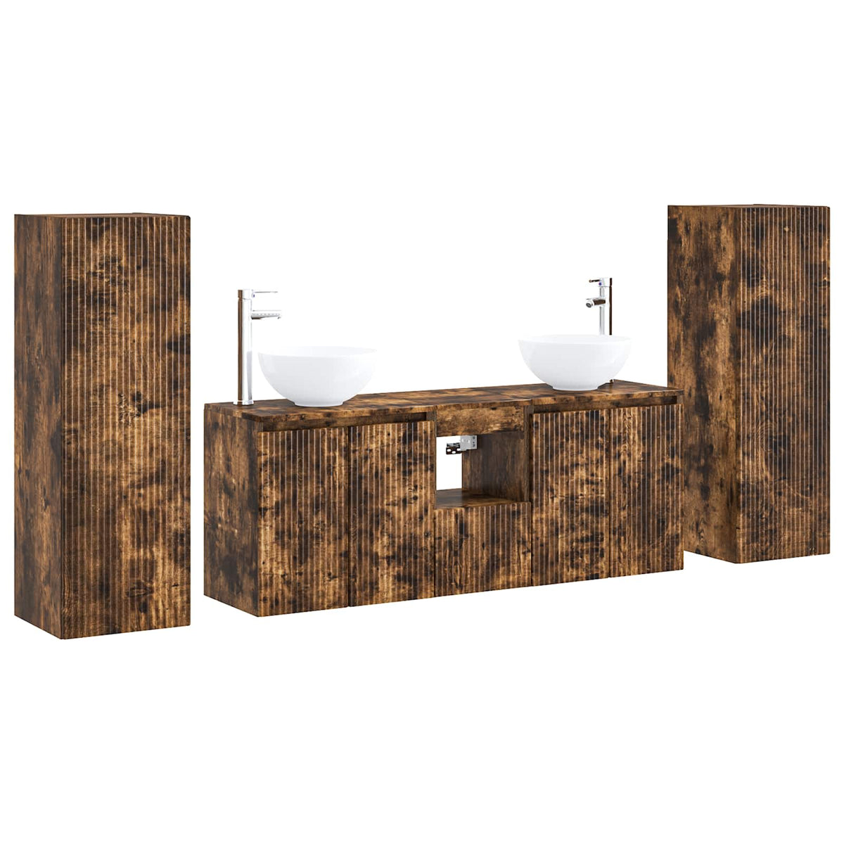 Ensemble de mobilier de salle de bain 5 pc Chêne fumé