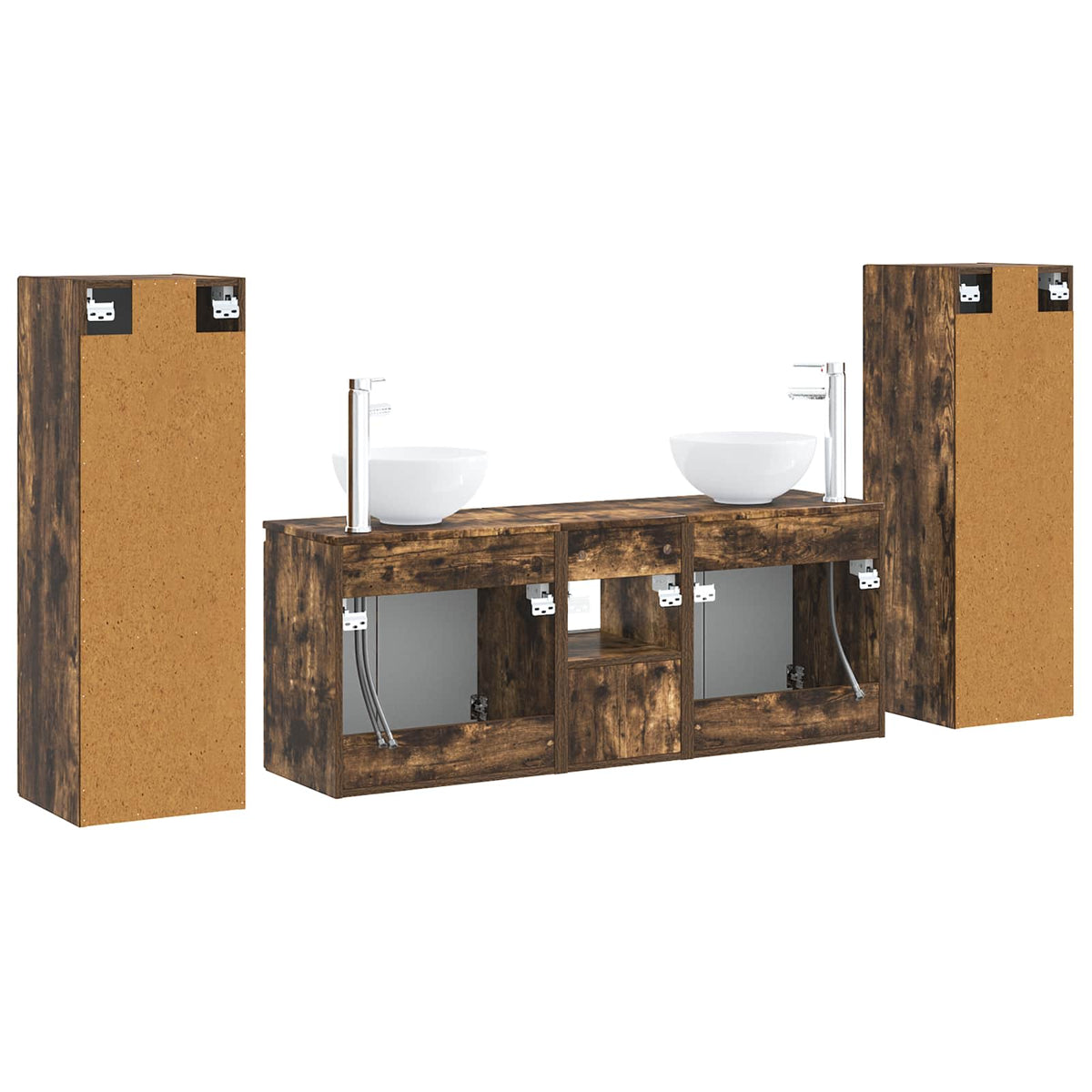 Ensemble de mobilier de salle de bain 5 pc Chêne fumé